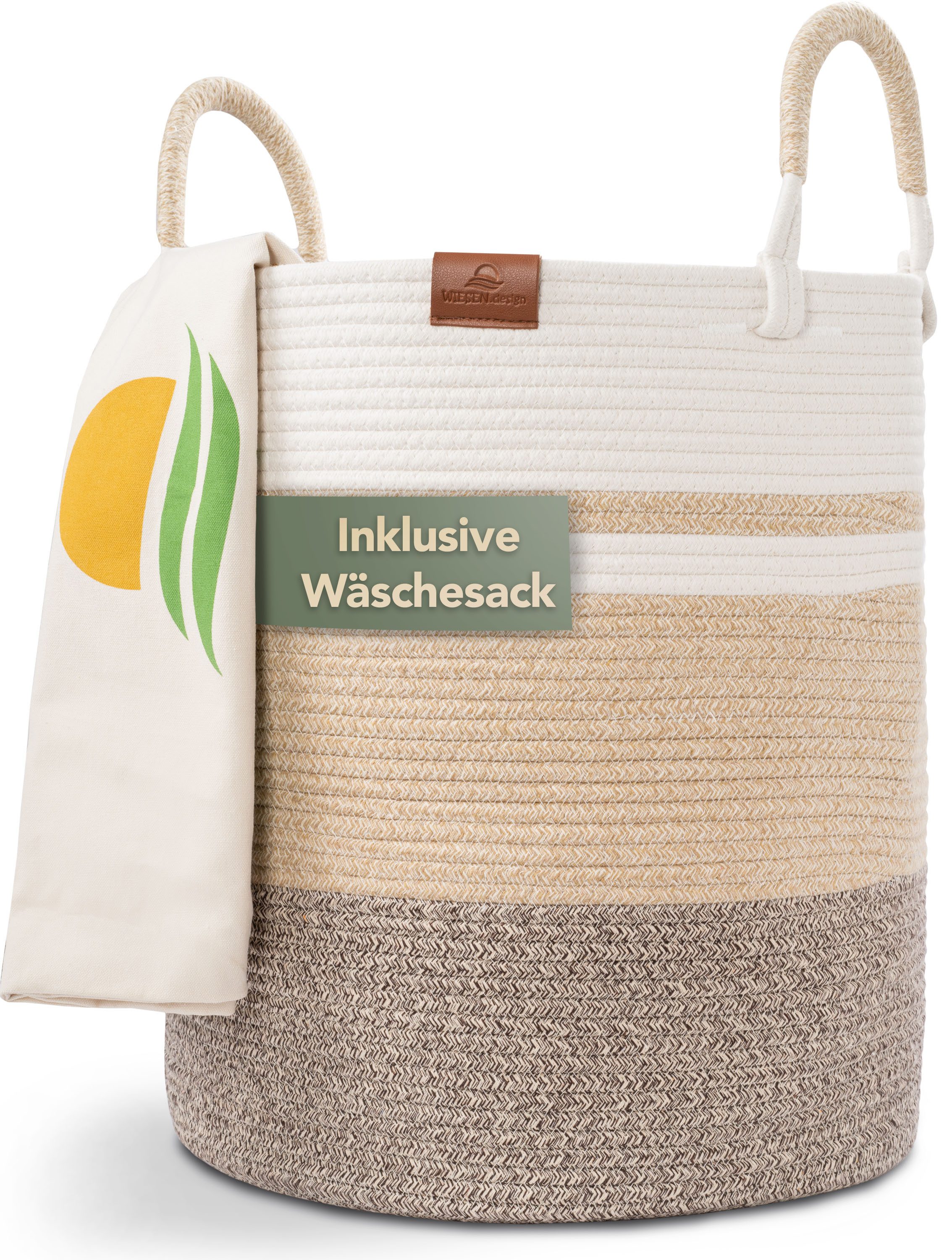 WIESEN.design Wäschekorb EMILIA Ø41xH46 cm 61L, Wäschekorb geflochten aus B günstig online kaufen
