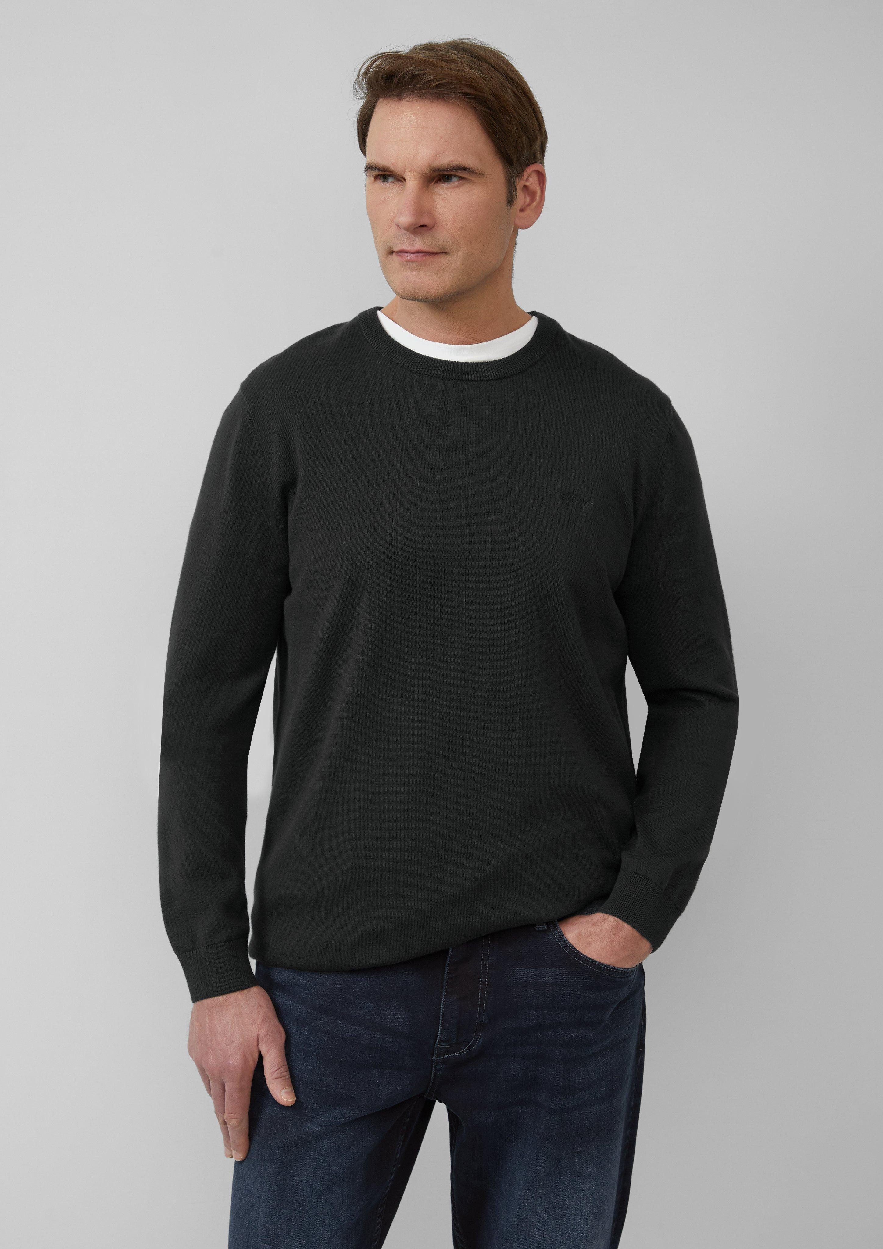 s.Oliver Strickpullover Strickpullover mit Logo-Stickerei Logo günstig online kaufen