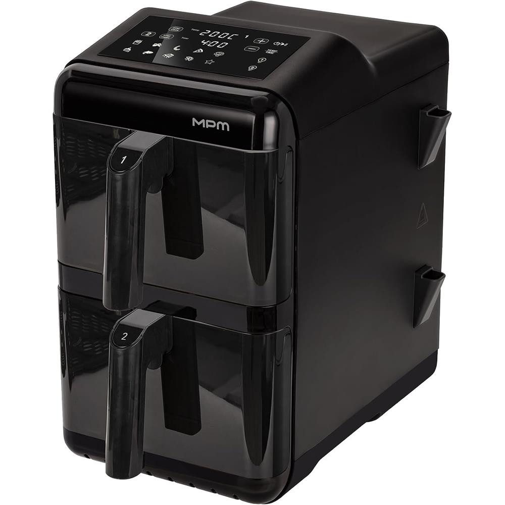 MPM Heißluftfritteuse MFR-13, 3000 W, 2 Kammern, Smart Finish, Smart Cook, Sichtfenster, Dörrfunktion