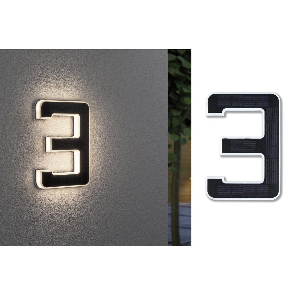 Paulmann Gartenleuchte Paulmann 79844 Solar-Hausnummernleuchte 0.20 W Warmweiß Schwarz