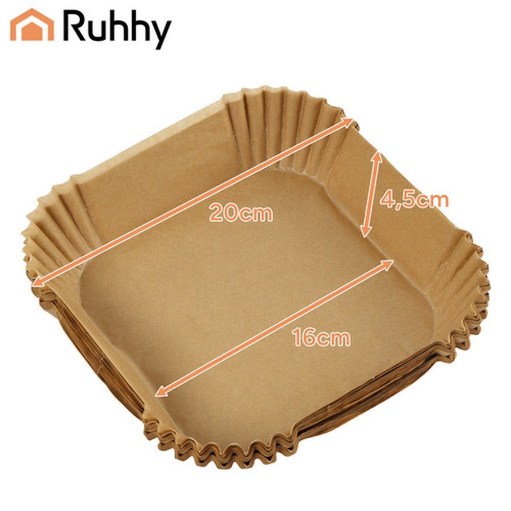 Ruhhy Frittiereinsatz Papiereinlage Heißluftfritteuse Unterlage, (Spar-Set, 100-tlg), Einwegschalen für stressfreies Kochen ohne Schrubben – Bild 2 von 5