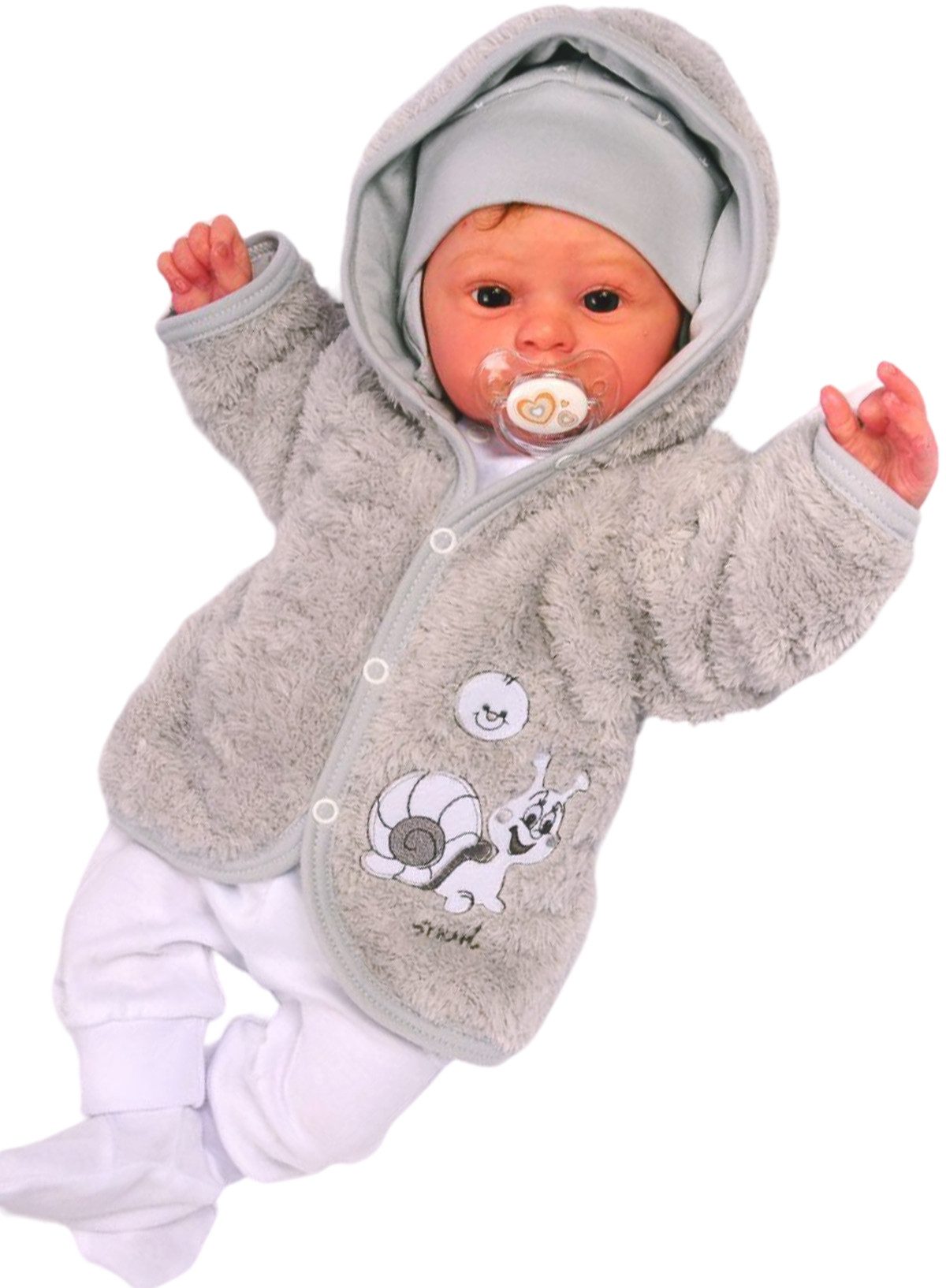 Fleecejacke Babyjacke Baby Jacke in Grau mit Schnecke