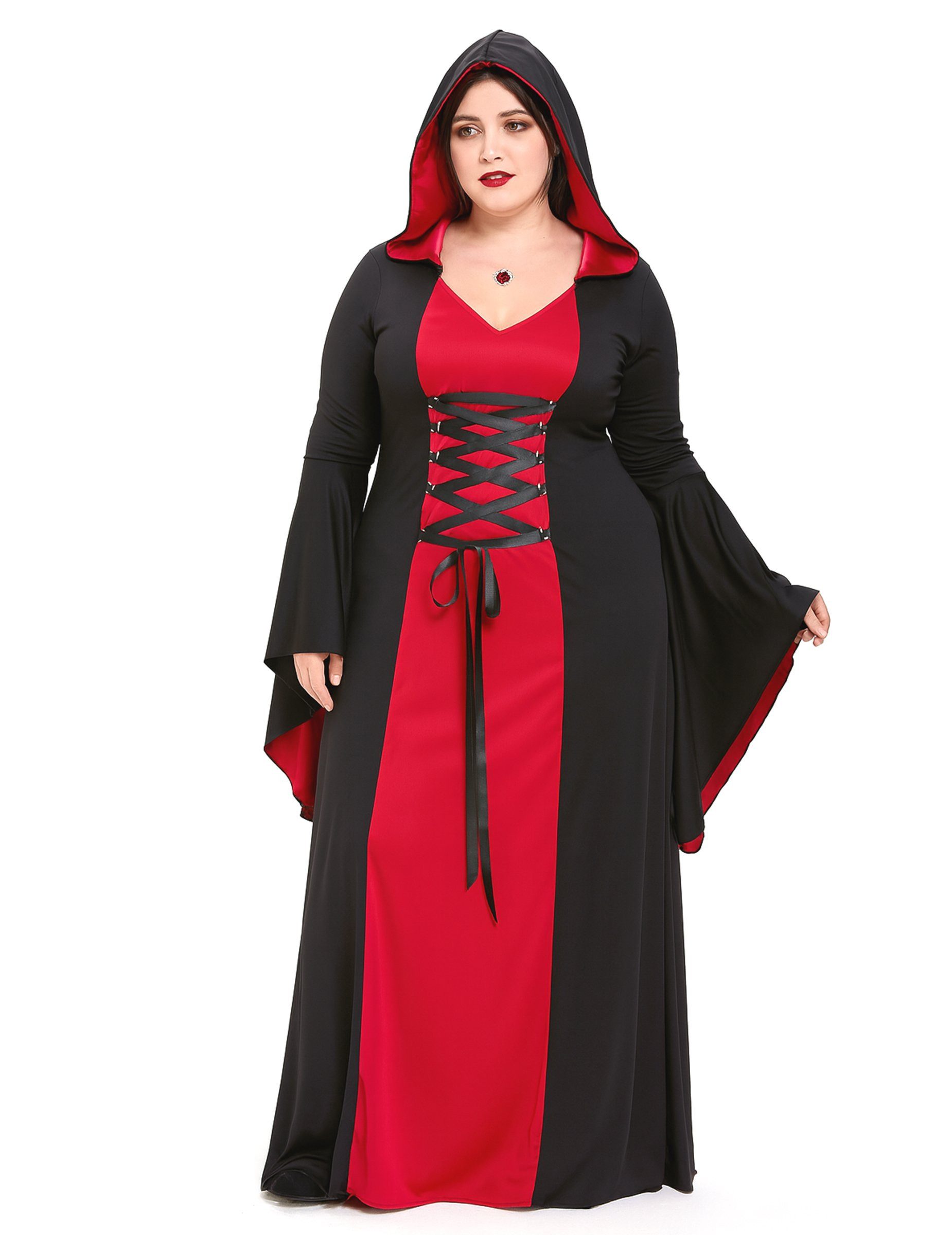 California Costumes Kostüm Mittelalter Halloween Damenkostüm Plus Size rot-schwarz