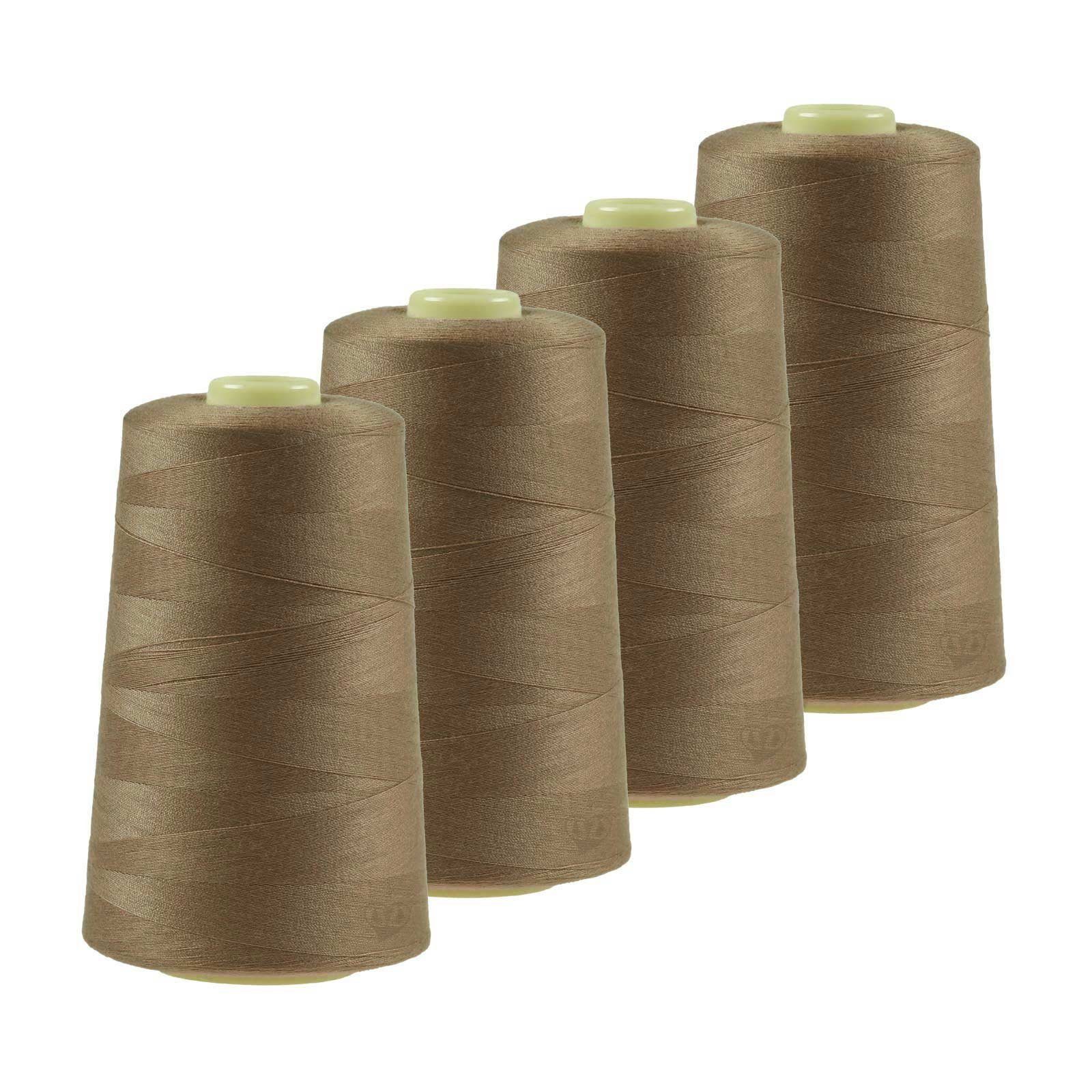 maDDma 4 x 4572m Qualitäts Overlockgarn Nähgarn Polyester Overlockgarn, 4 m, A697 dunkles sandgelb