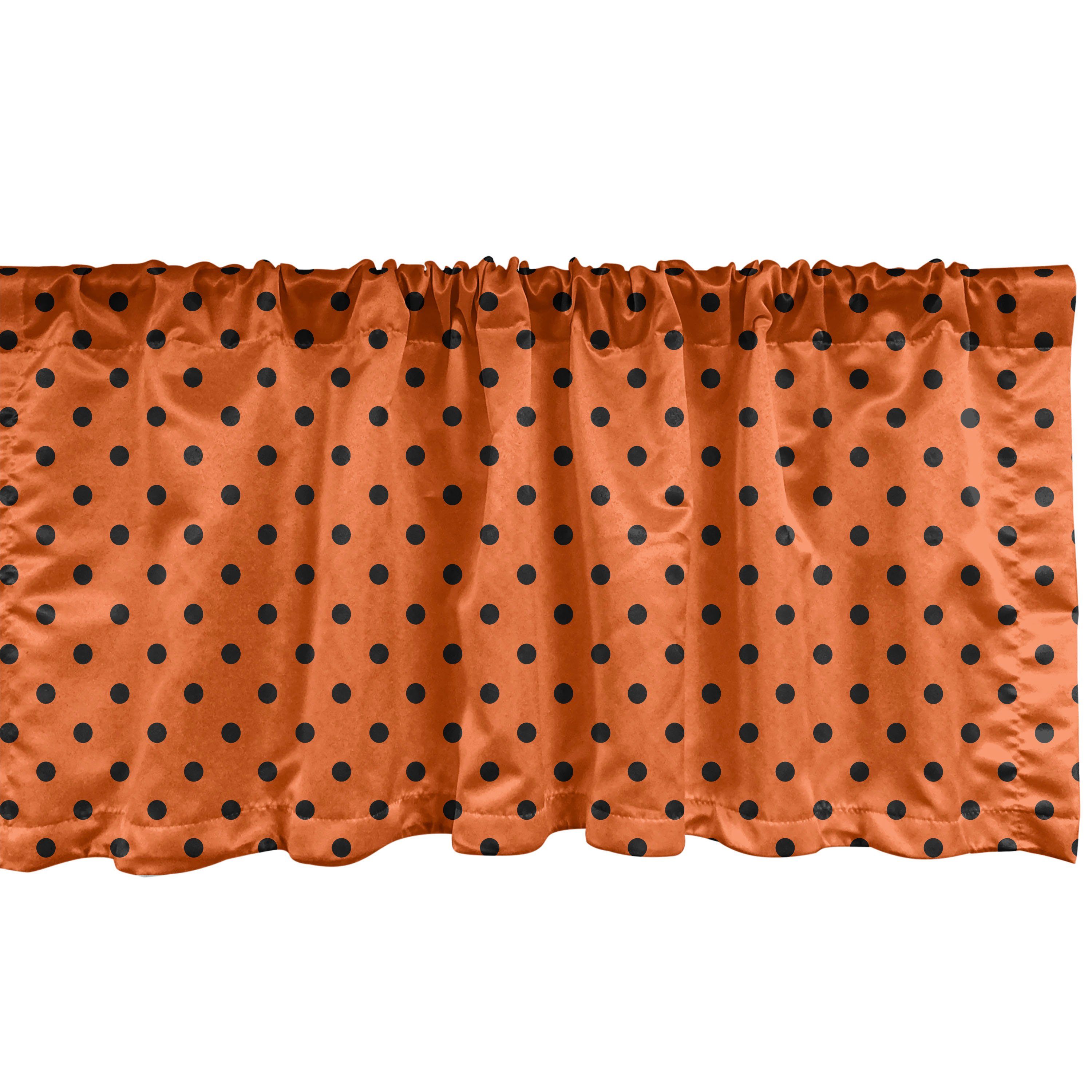 Scheibengardine Vorhang Volant für Küche Schlafzimmer Dekor mit Stangentasche, Abakuhaus, Microfaser, Orange Vintage-Tupfen-Fliese
