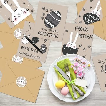 KIKI Osterkarte Osterkarten-Set, Osterpostkarte mit Umschlag, schöne Grußkarte