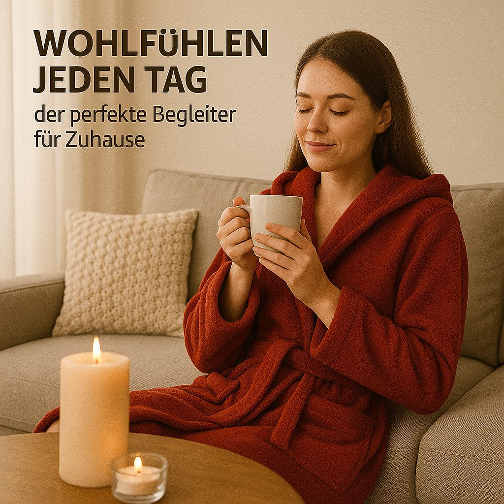 Betz Bademantel Saunamantel mit Kapuze für Herren und Damen FULDA, Wadenlang, 100% Baumwolle, Kapuze, Gürtel