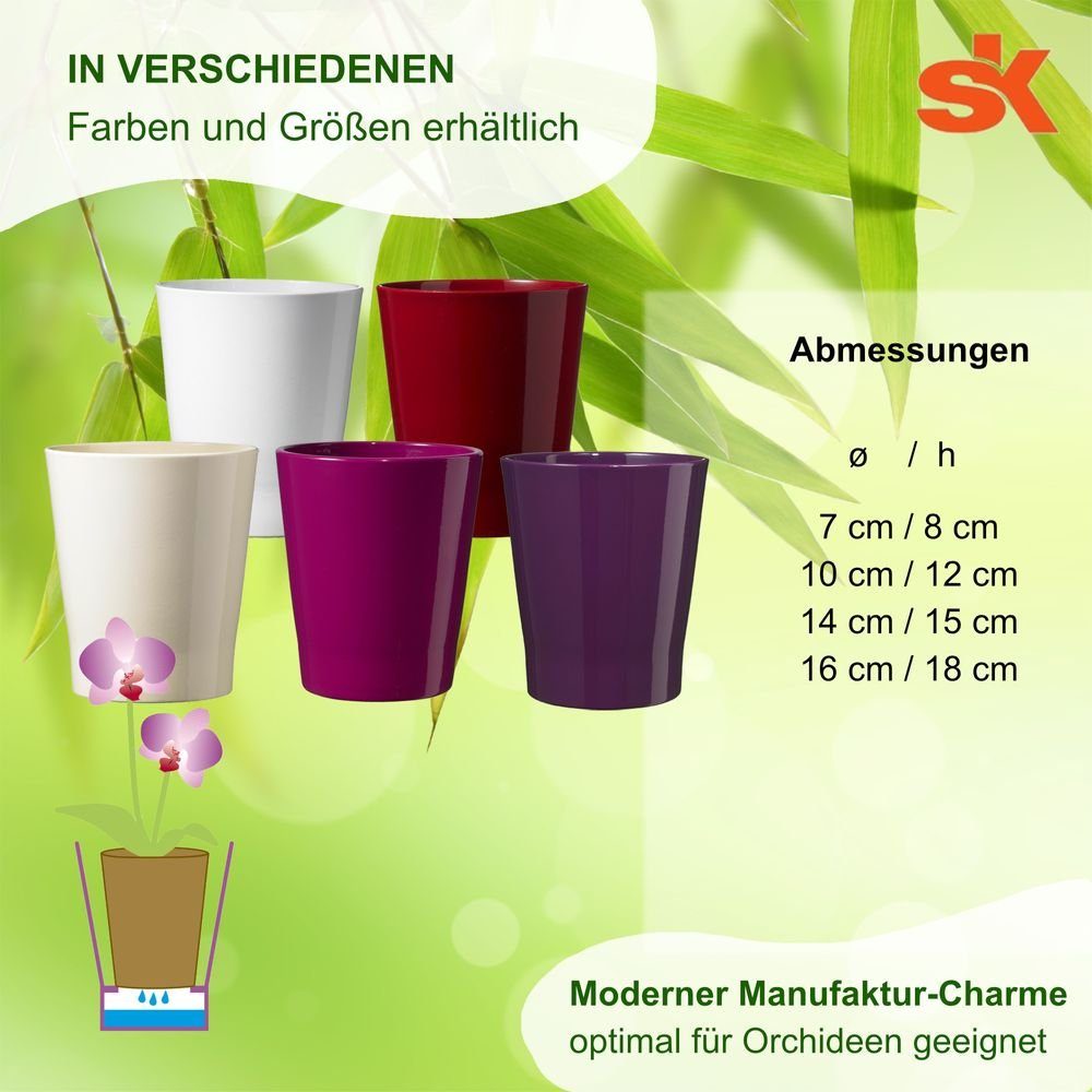 aubergine, Heimwerkercenter Marina - cm, Wohnambiente SK Übertopf Soendgen Orchideenvase ø14 hochwertiges Serie