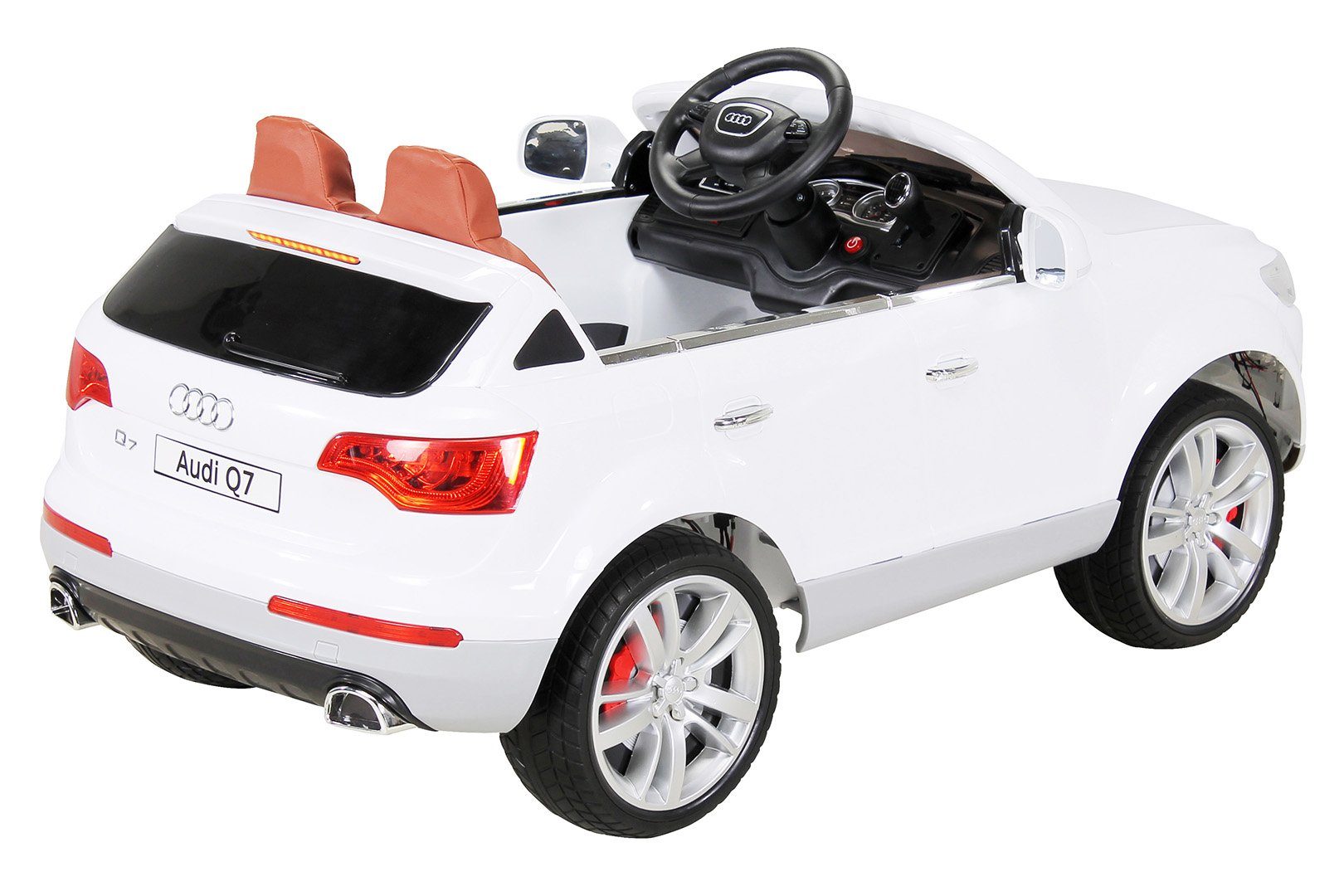 Elektro 12 Weiß Elektro-Kinderauto 2 Audi Kinder Actionbikes Motors 4L, Motoren Sicherheitsgurt (2-tlg), 35 Auto x Kinder Belastbarkeit kg, Elektroauto Volt - Fahrzeug Fernbedienung Q7