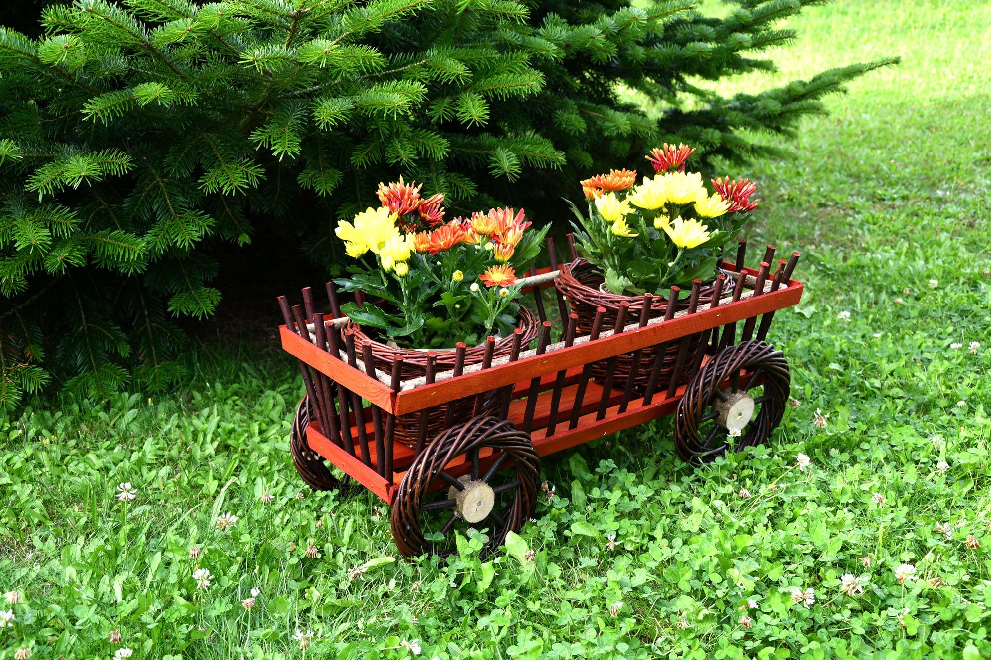 MyBer® Blumenständer Blumenwagen Blumentopf Blumenkasten Gartendeko Pflanzentopf (1 St), Handarbeit B/T/H: 60/30/29,5cm K3-556