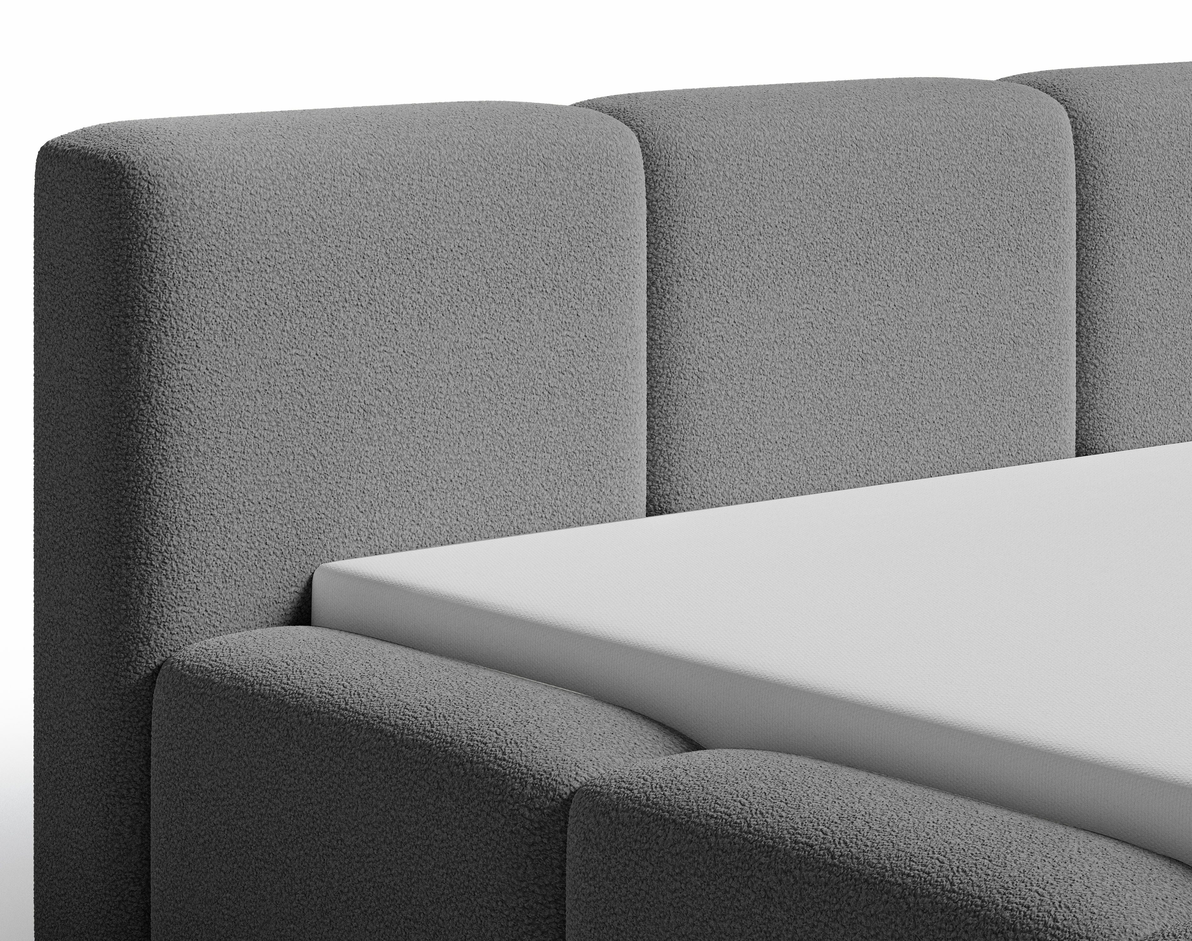 Chilly Möbel Polsterbett Como Dunkelgrau Bouclé-Stoff günstig online kaufen