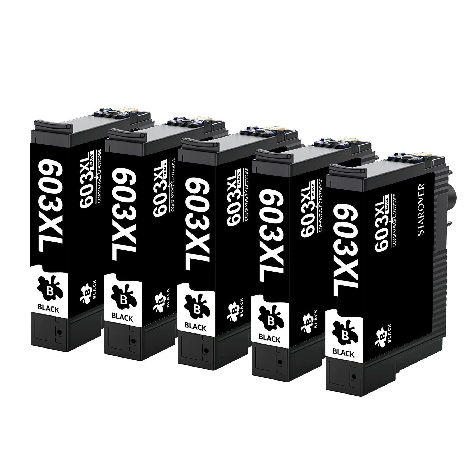 STAROVER Epson 603XL Druckerpatronen 603 XL Tintenpatrone (XP-2100, XP-2105, XP-2150, XP-2155, XP-3100, XP-3105, XP-3150, XP-3155, XP-4100, XP-4105, XP-4150, XP-4155, 5-tlg., WorkForce WF-2810 WF-2820 WF-2830)