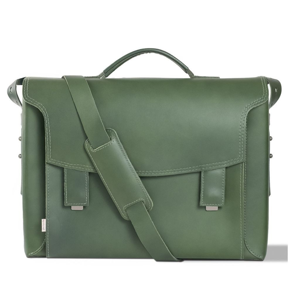 Aktentasche Damen-Aktentasche, Leder Oliv-Grün, Futter Grau, Jahn-Tasche 609