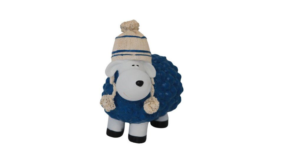 Figurendiscounter Dekofigur Dekofigur Schaf mit Bommelmütze blau 19,5 x 10,5 x