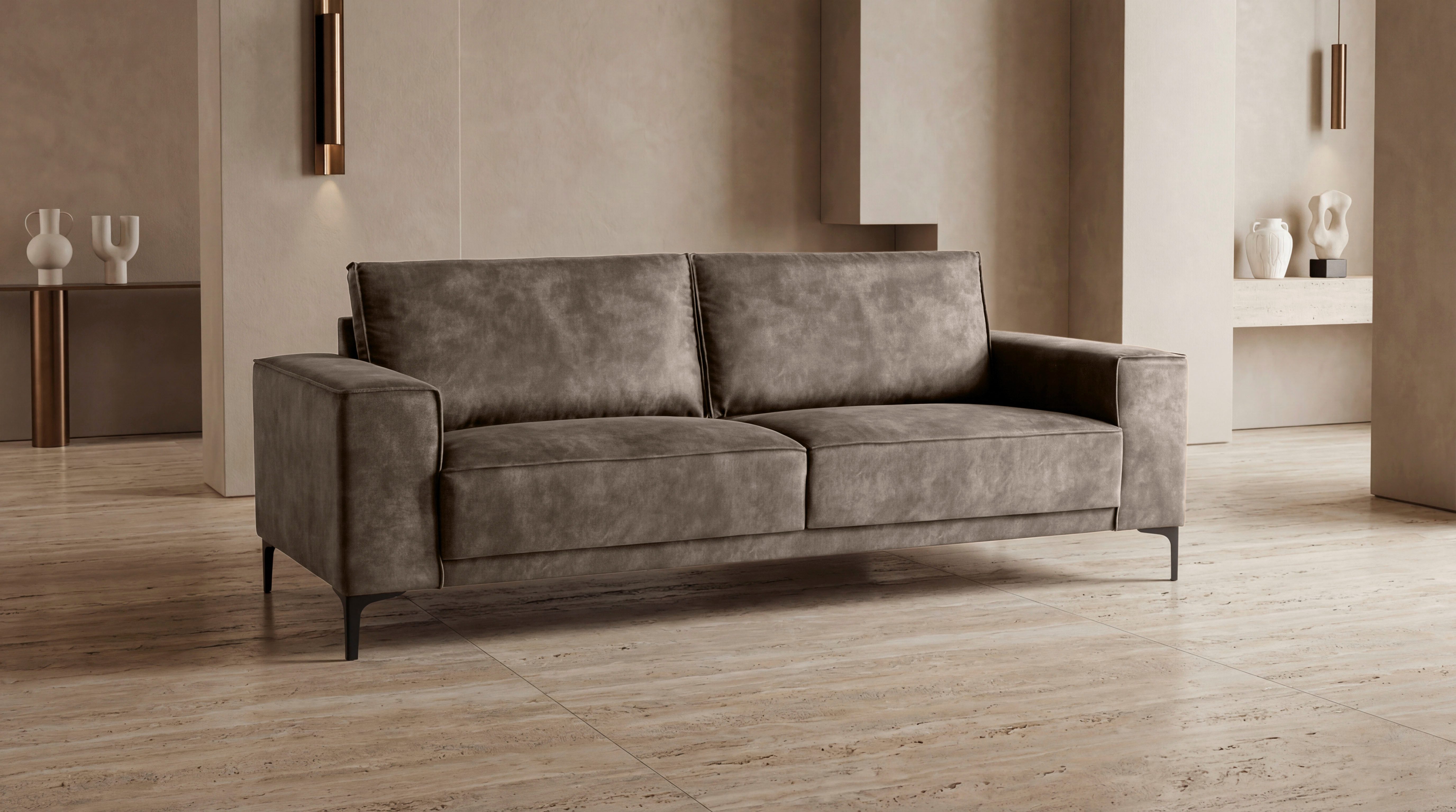 OTTO home 3-Sitzer OLAND, B: 224 cm - Skandi-Design, Struktur, Flachgewebe, Luxus-Microfaser, Boucle