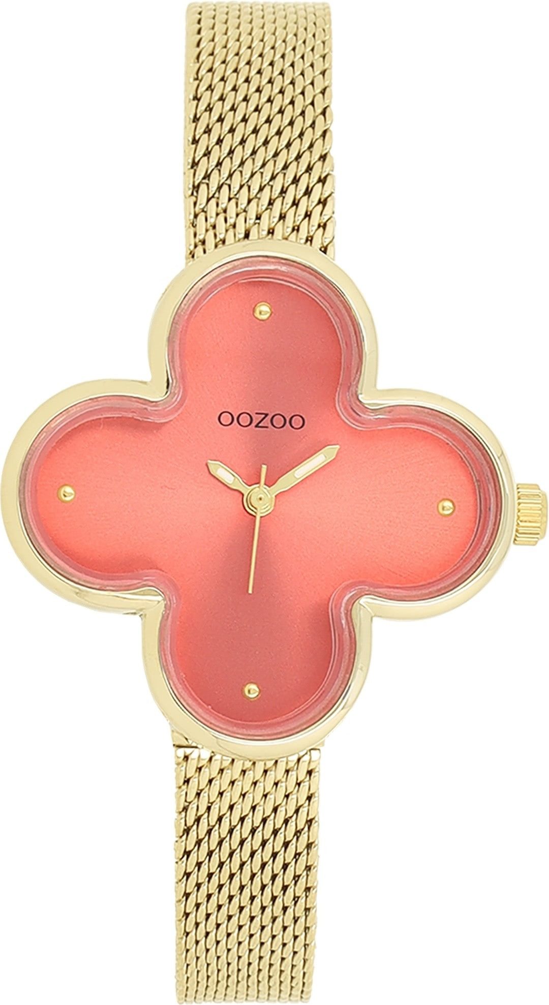 OOZOO Quarzuhr Oozoo Damen Armbanduhr Timepieces Analog, (Analoguhr), Damenuhr kleeform, extragroß (ca 32x32mm) Metallarmband, Fashion-Style
