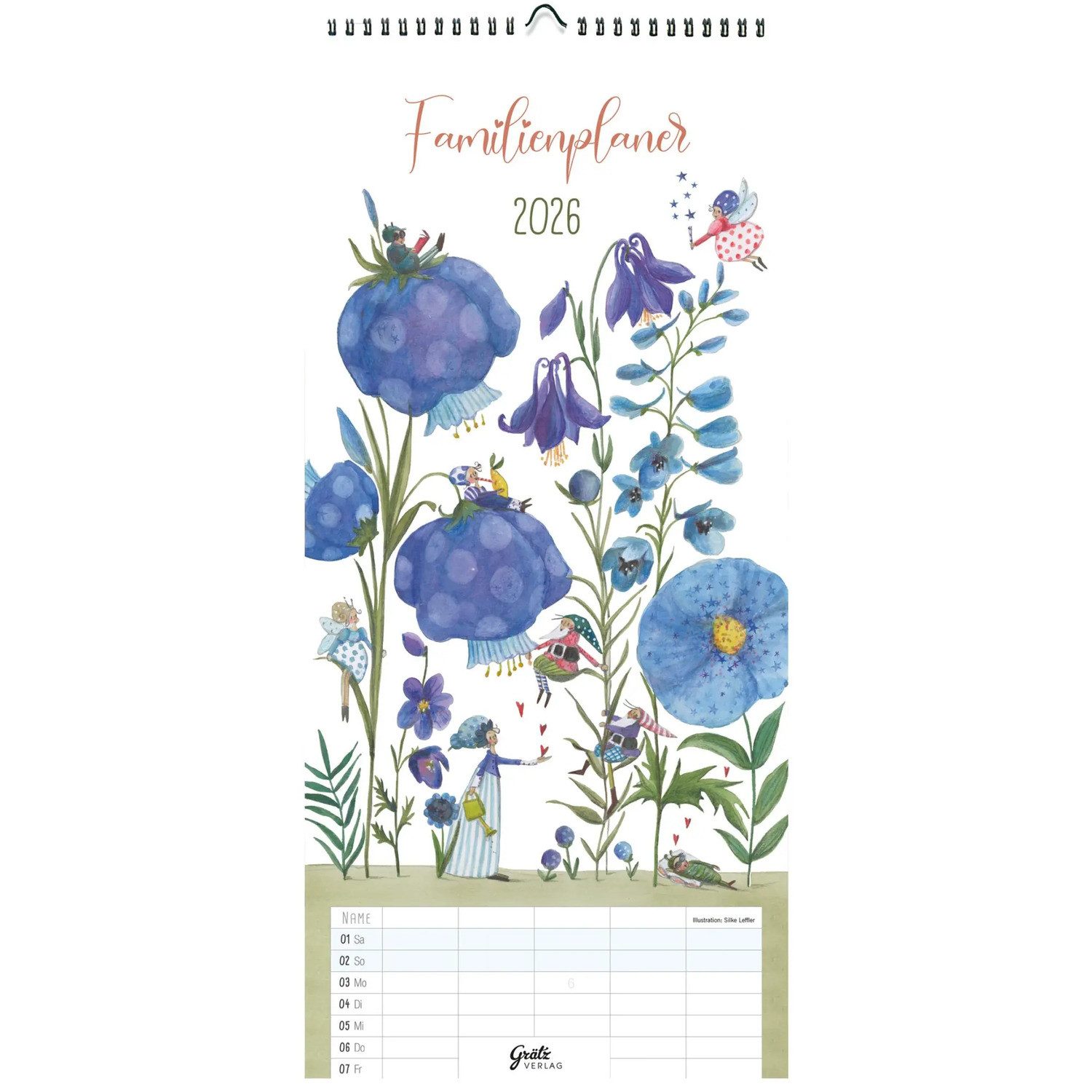 Grätz Verlag Familienkalender Familienplaner Akelei 2026