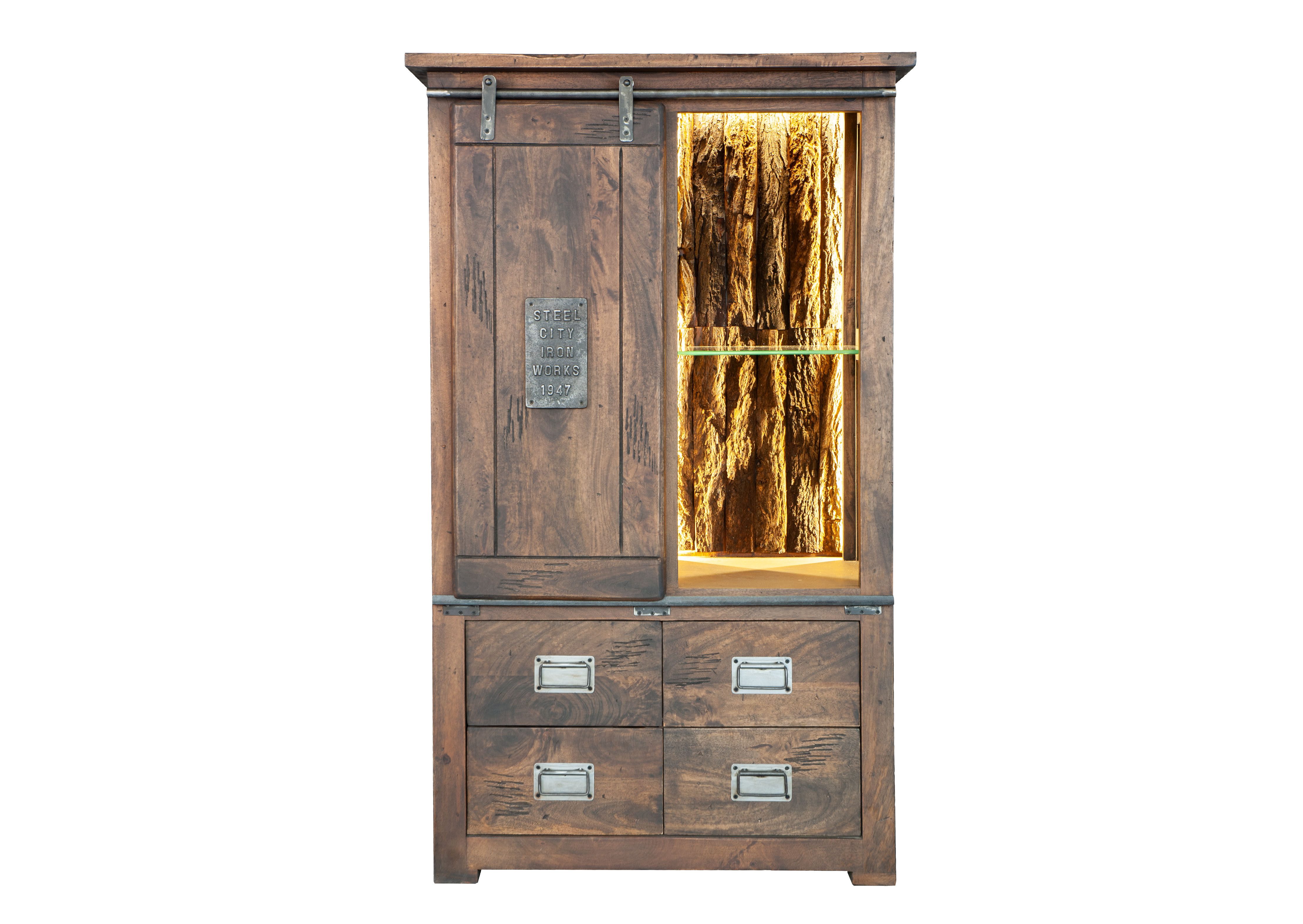 Woodroom Highboard Pali (Mango massiv gewachst dunkelbraun lackiert 90x150x günstig online kaufen