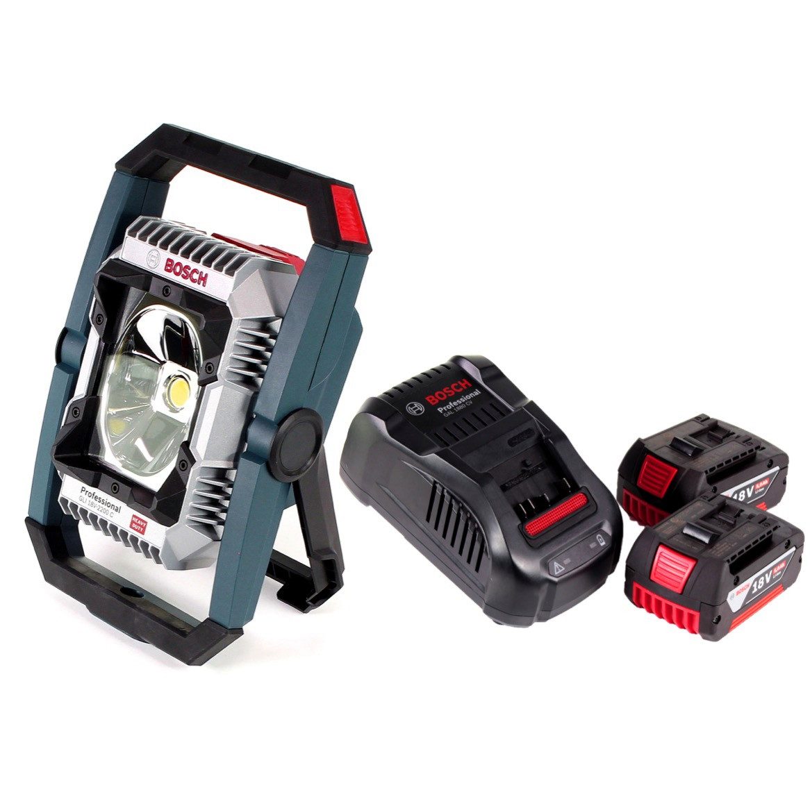 Bosch Professional Baustrahler GLI 18V-2200 C Akku Lampe 18V 2200lm Bluetooth (0601446501) + 2x 5