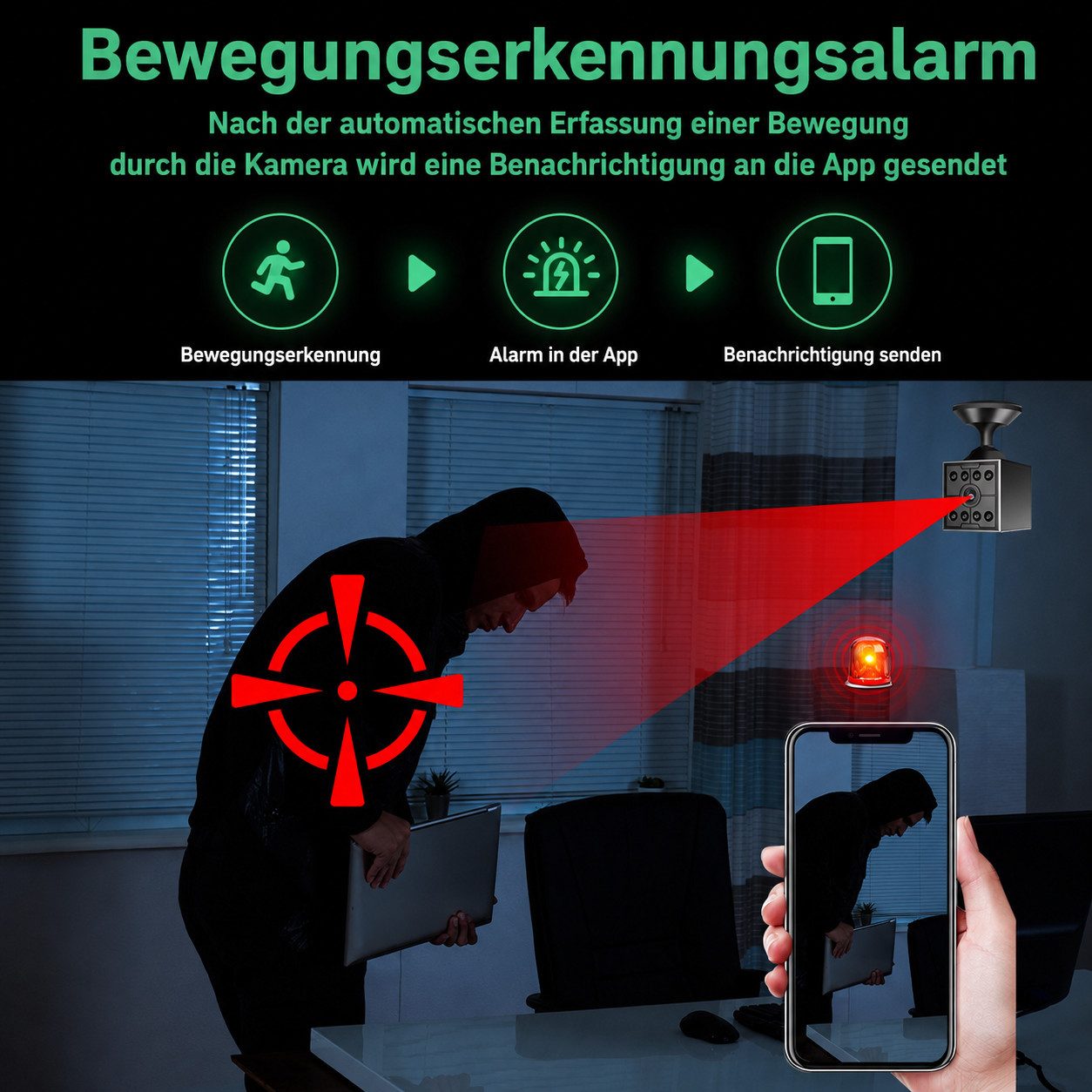 Toomoke Überwachungskamera Mini-Kamera mit 1080P Infrarot-Nachtsicht,1200mah,Haustierkamera (Überwachungskamera innen,Lange Standby WiFi Kamera, Babykamera,für zu Hause, im Innenbereich und im Büro, 1-tlg.,Intelligente Erkennung, Bewegungserkennung & Cloud-Speicher)
