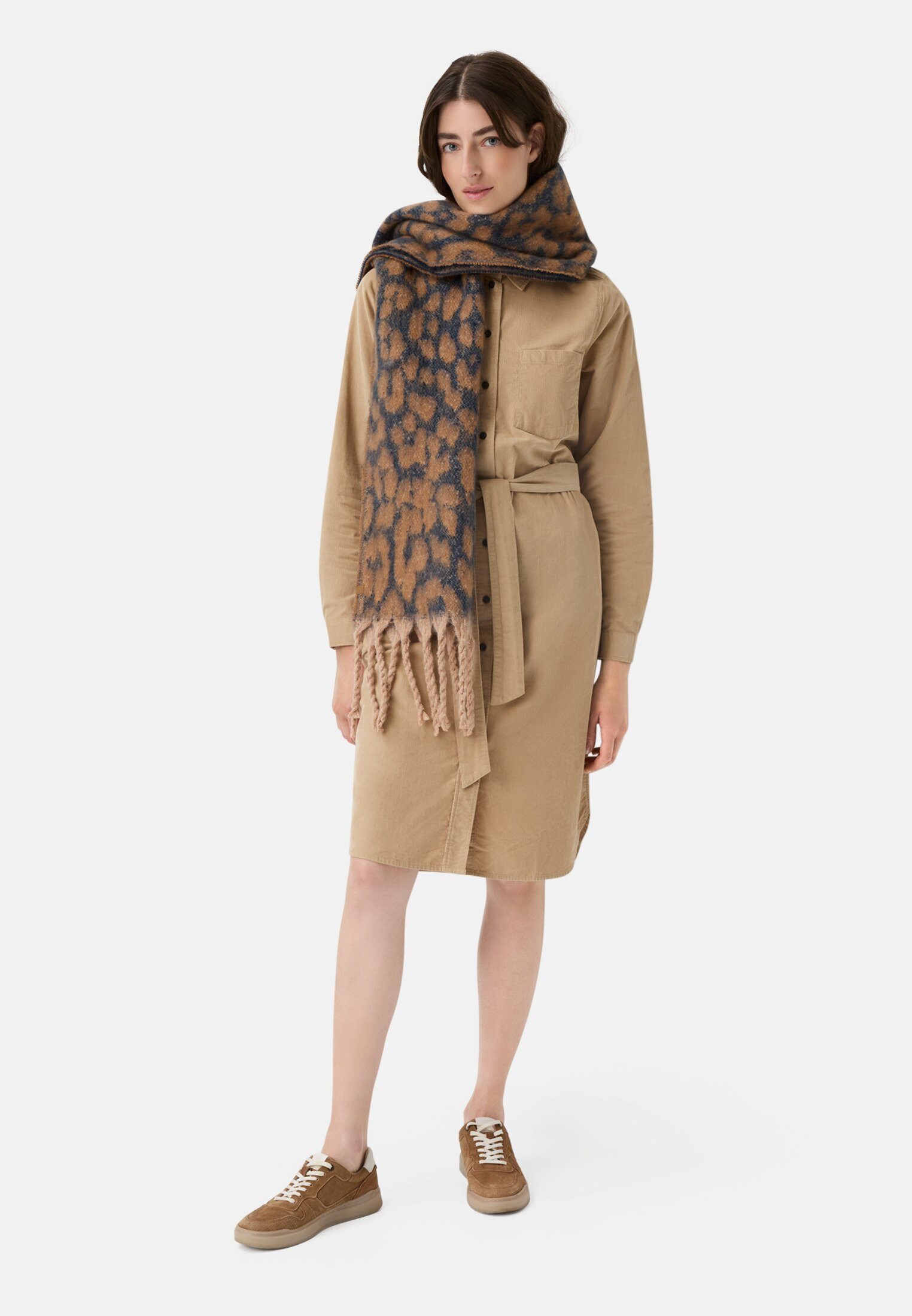 camel active Blusenkleid mit Taillengürtel Langarm (1-tlg)