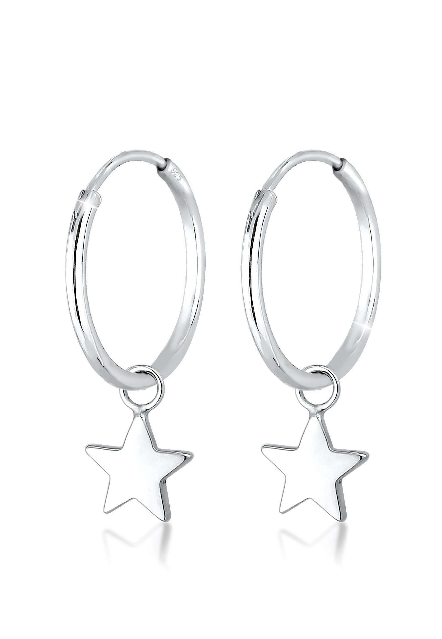 Elli Paar Creolen Einhänger Silber Creolen Stern vergoldet mit Astro