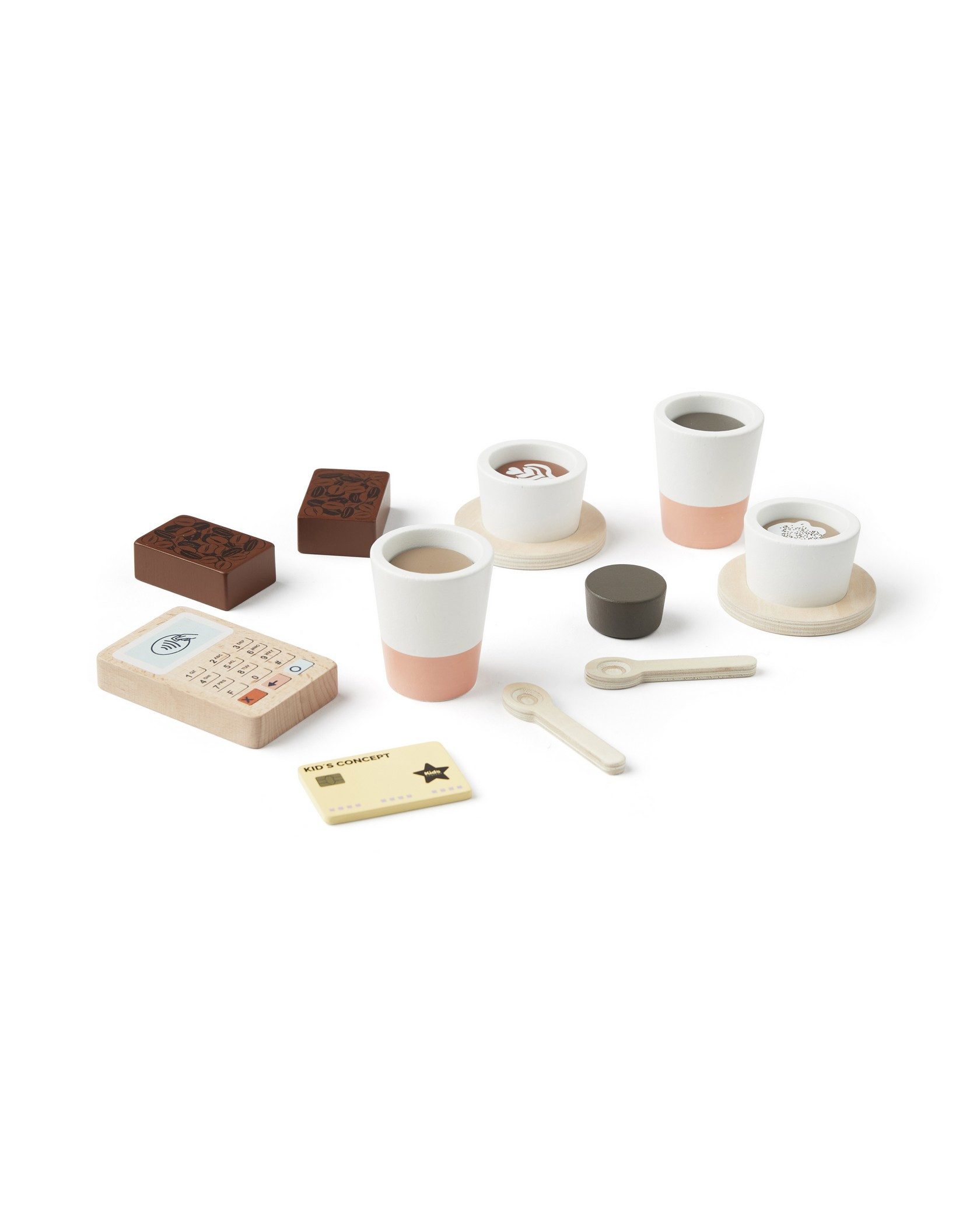 Kids Concept Kinder-Kaffeemaschine KID'S HUB Kaffeeautomat- 15 x 14,5 x 21,5 cm - ab 2 Jahre, (18-tlg), aus Holz
