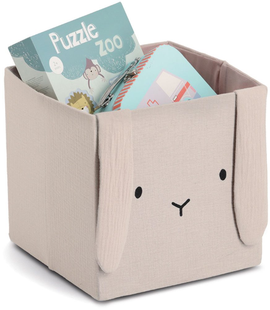 Zeller Present Aufbewahrungsbox "Hase", Musselin, Tiermotiv, kinderfreundlich, faltbar