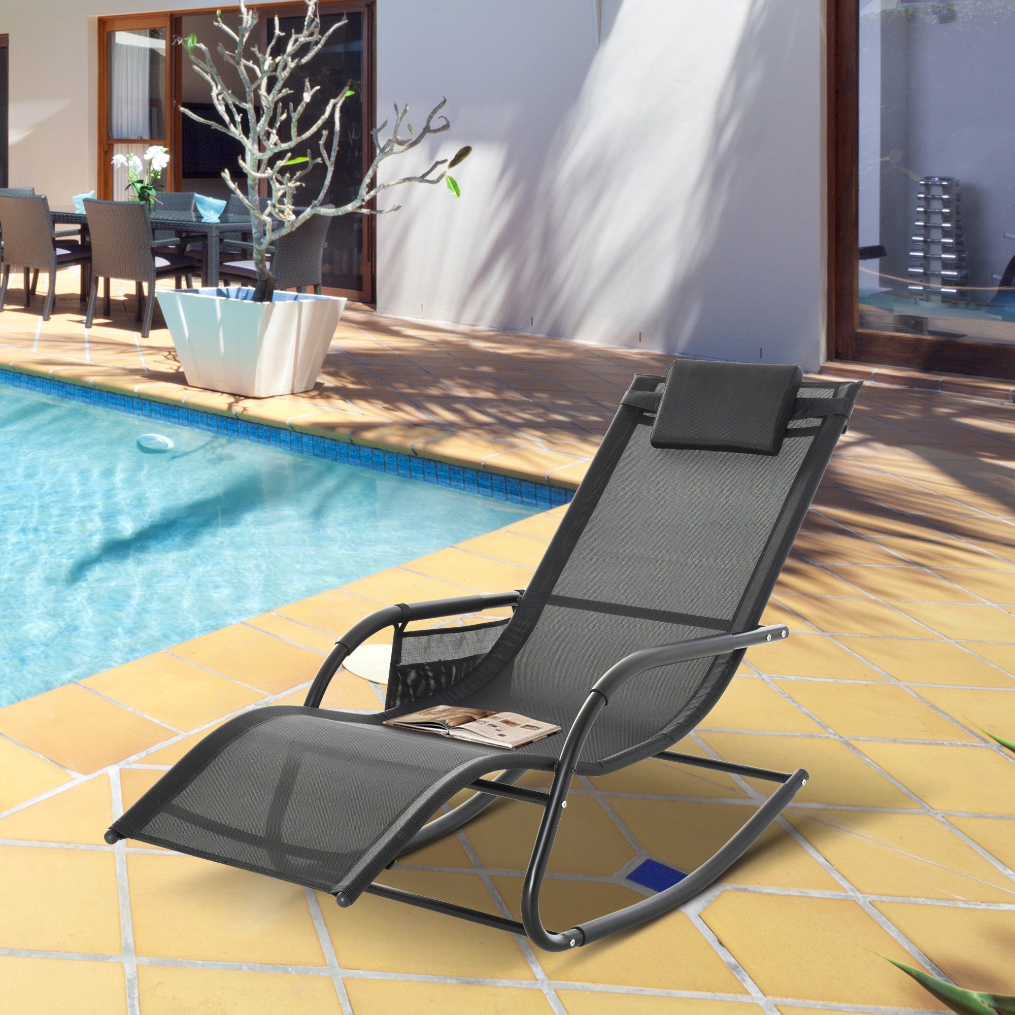 Outsunny Schaukelstuhl mit Seitentasche (Relaxsessel, 1 günstig online kaufen