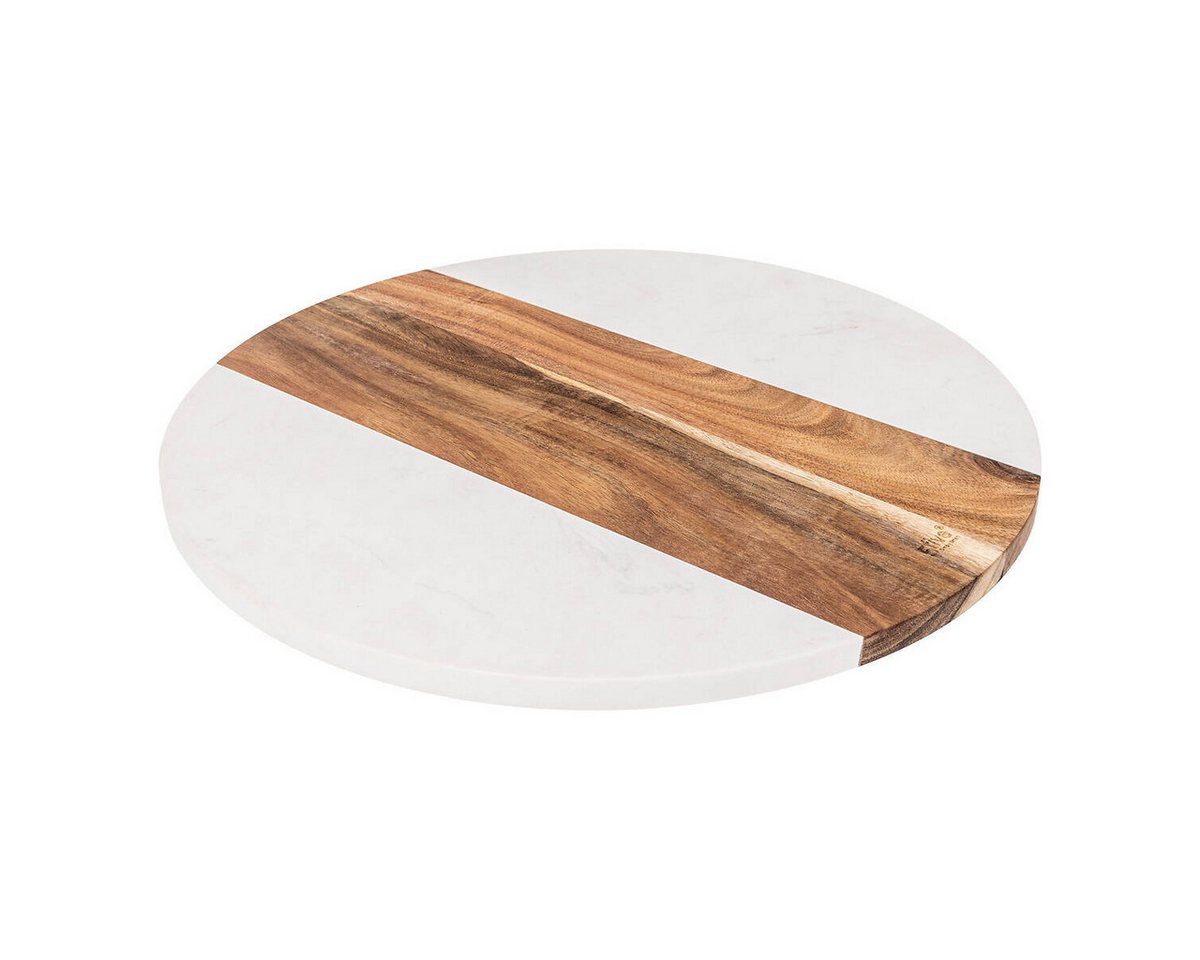 5five Simply Smart Tablett Drehtablett HARMONY, Marmor und Akazie, Ø 34,9 cm, Stein
