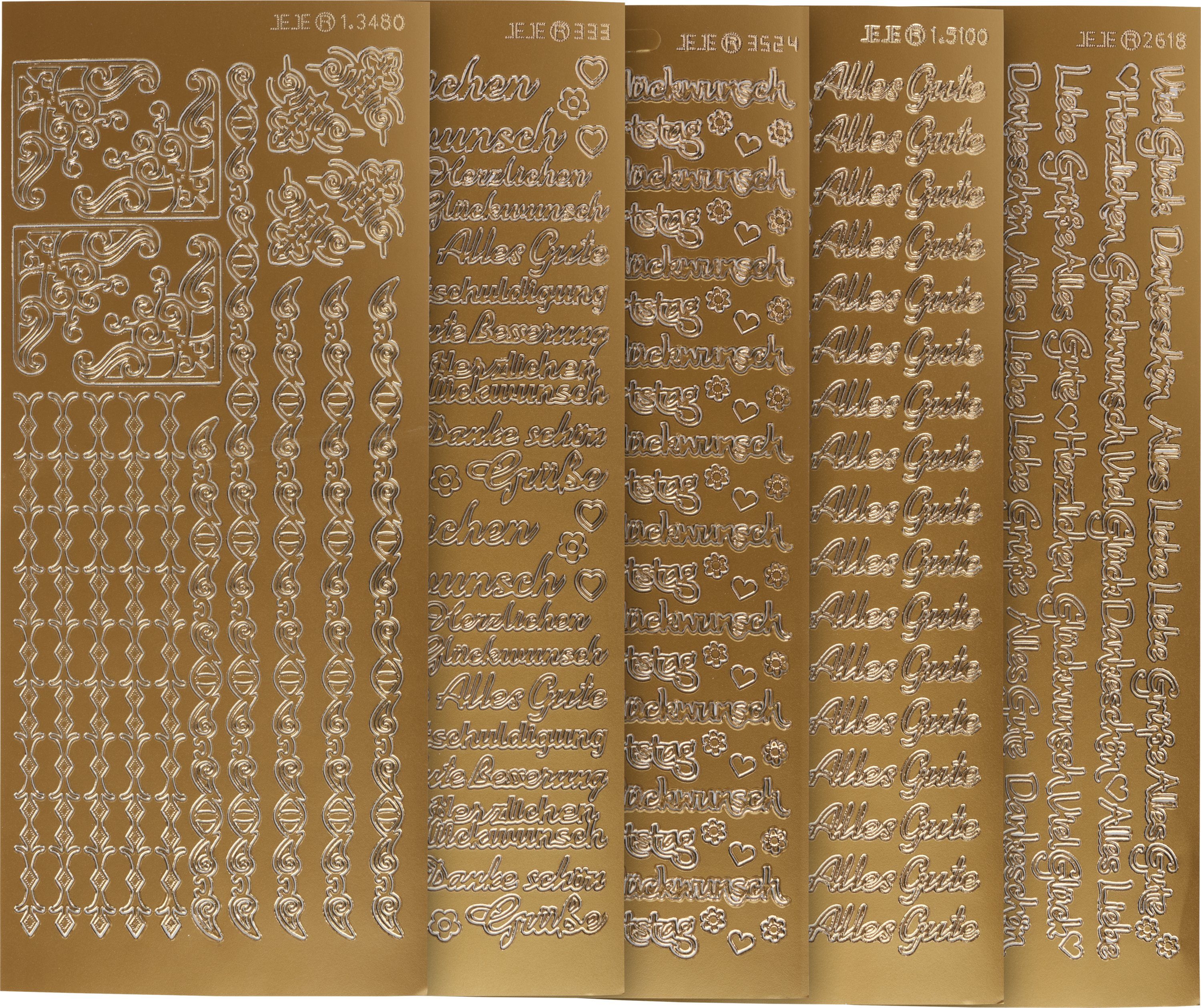 VBS Sticker Reliefsticker-Set Glückwünsche, 5 Bogen