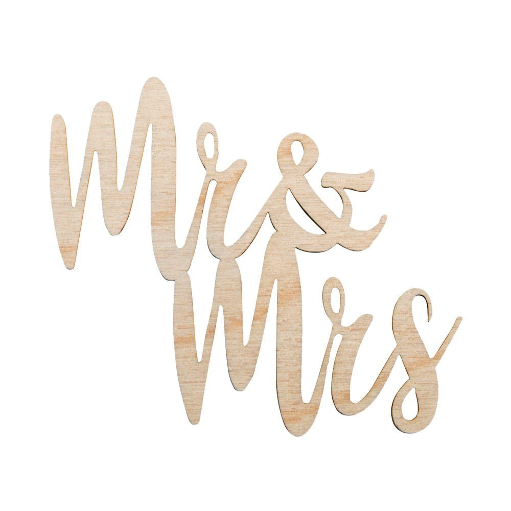 Rayher Dekoobjekt Holz Schriftzug Mini Mr & Mrs, 4 Stück