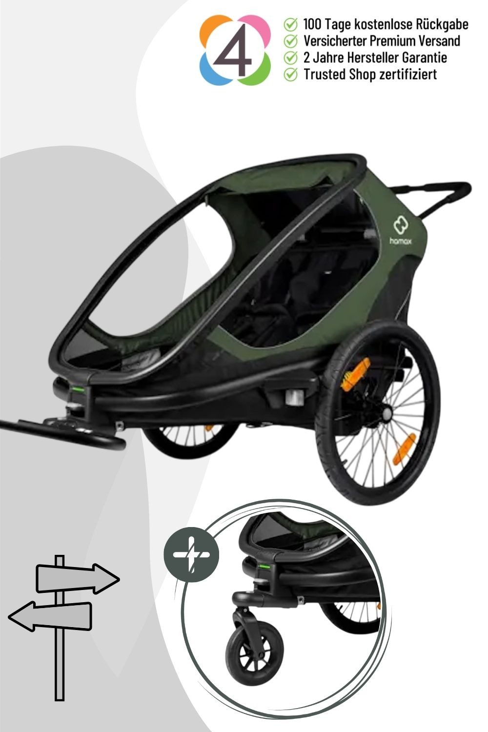 Hamax Fahrradkinderanhänger Outback Fahrradanhänger für 2 Kinder