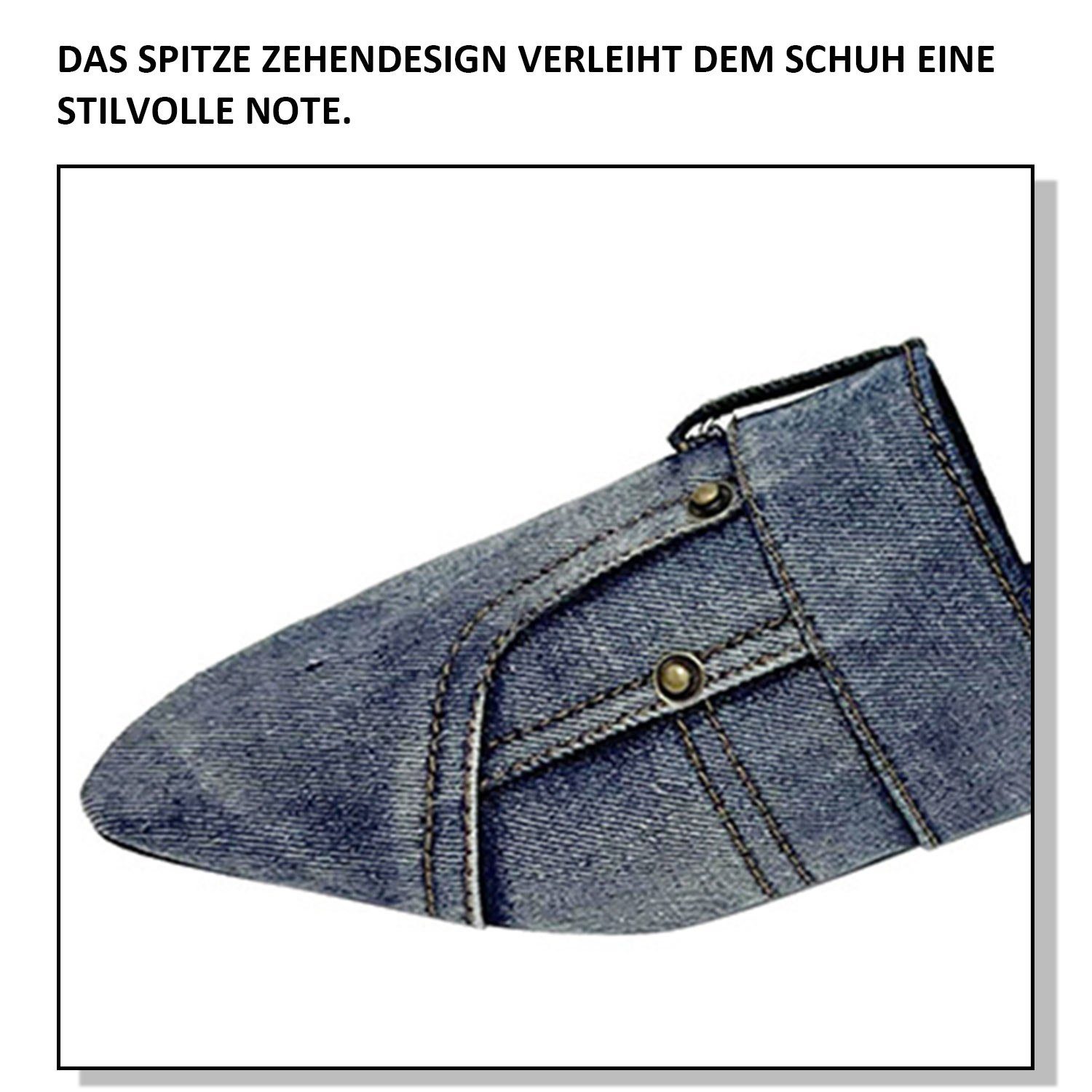 Dunkelblau Daisred Flats Pantoffel Mode Spitz Damen Hausschuhe Denim Sandalen