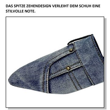 Daisred Damen Denim Flats Mode Hausschuhe Spitz Sandalen Pantoffel