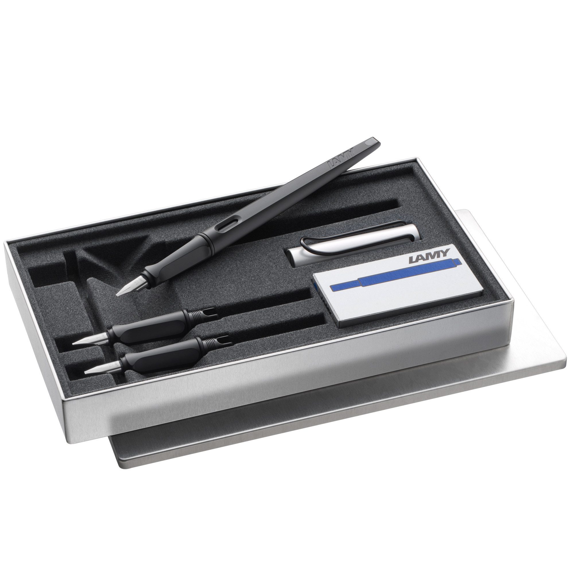 Füller LAMY joy AL black Kalligraphie Schönschreib Füller Set mit 3 Bandzugfe
