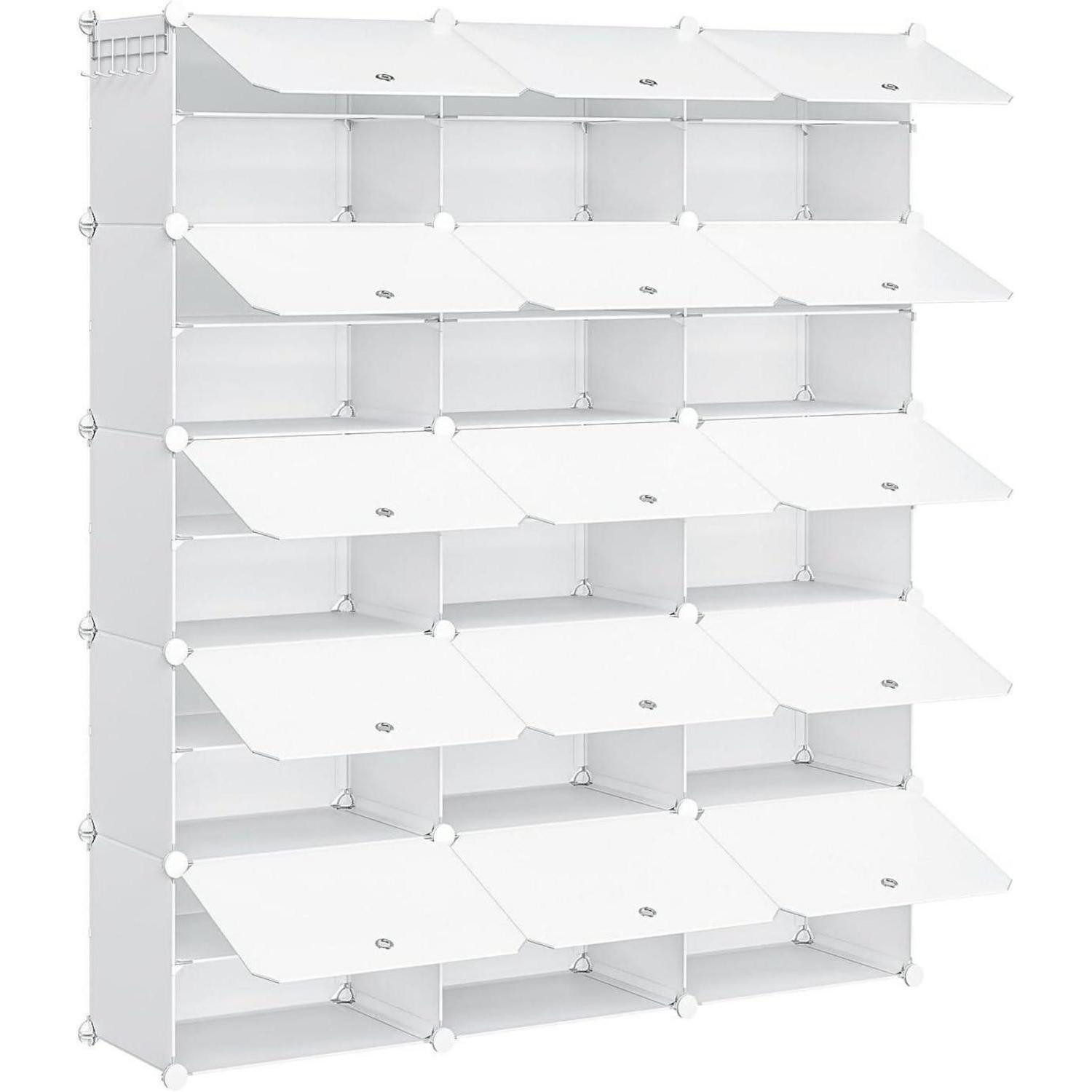 LuxusKollektion Schuhschrank Schuhregal mit 15 Fächern für 54 Paar Schuhe Weiß 120 x 30 x 150 cm