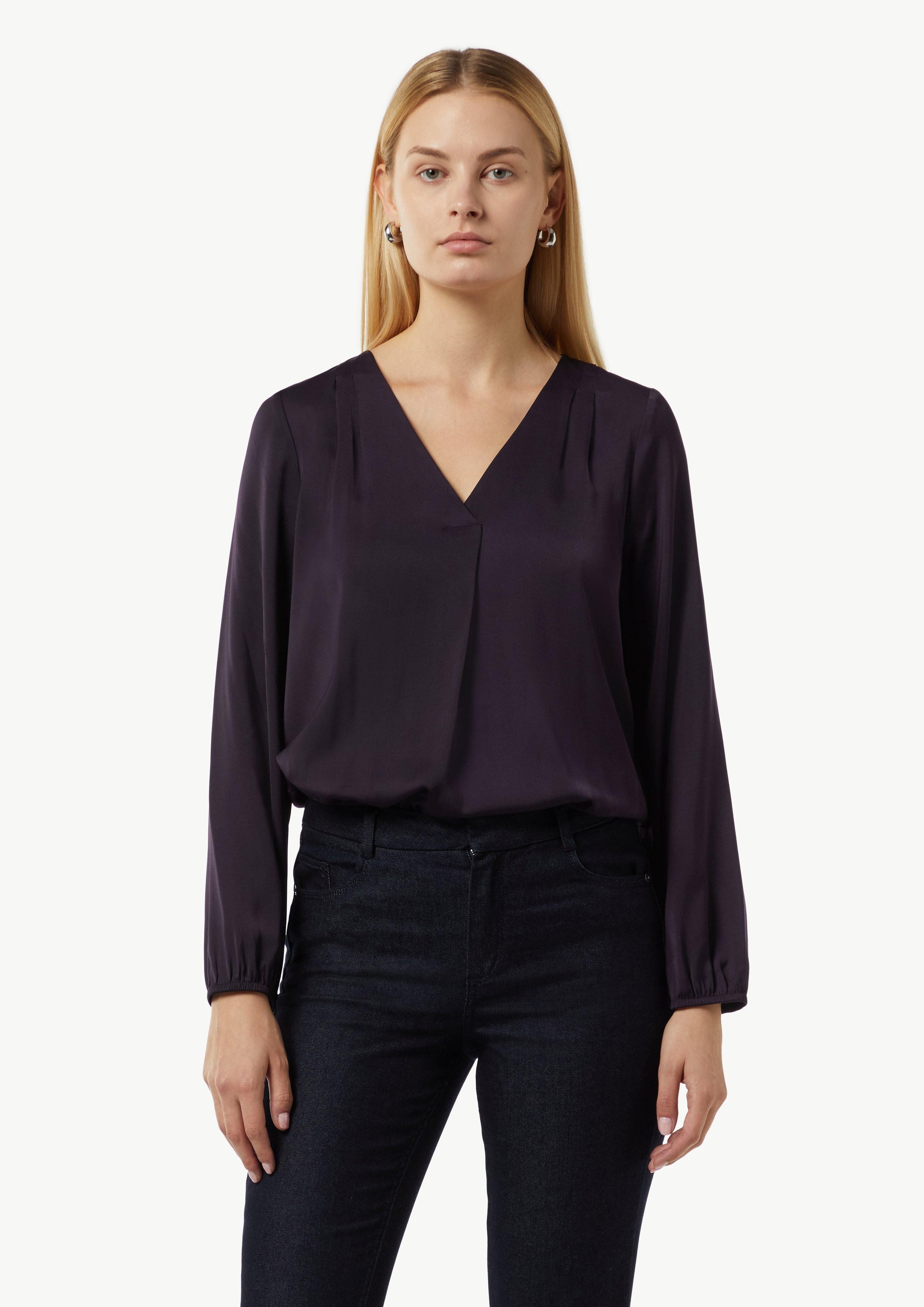 Comma Langarmbluse Satinbluse mit V-Ausschnitt günstig online kaufen