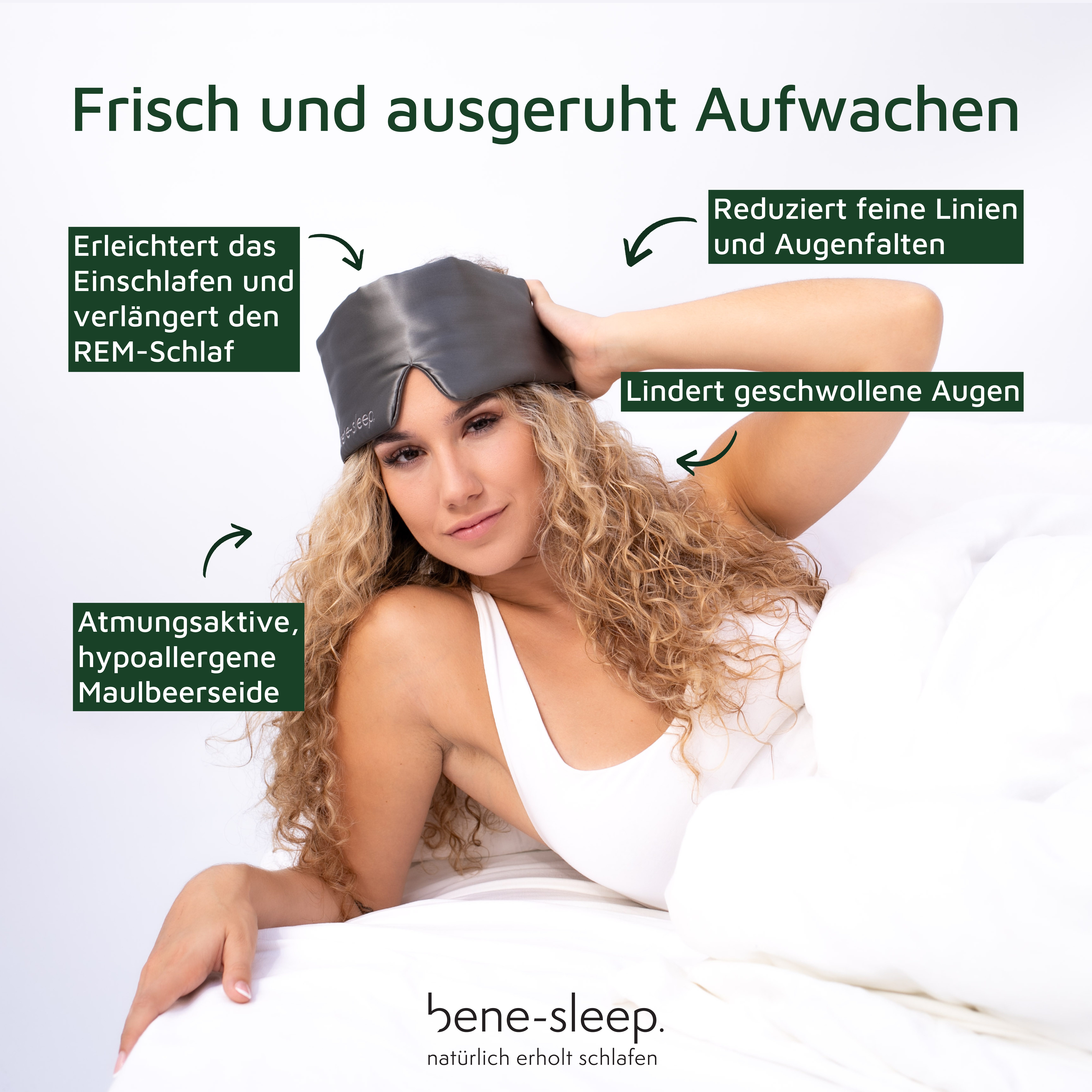 bene-sleep. Schlafmaske bene-sleep Premium Seidenschlafmaske – 100% verdunkelnd, Größenverstellbar