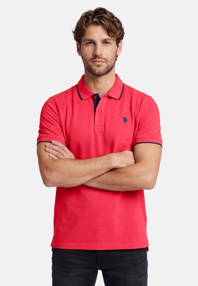 U.S. Polo Assn. Poloshirt USKayle – Classic Fit kurzarm mit Logo-Stickerei Mit Flachstrick-Kragen, Knopfleiste und elastischer Baumwollmischung