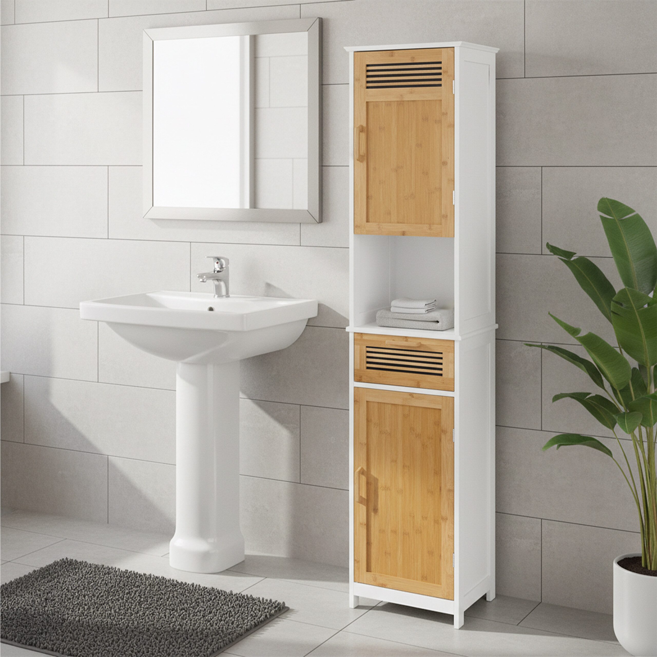 relaxdays Badregal Badschrank hoch