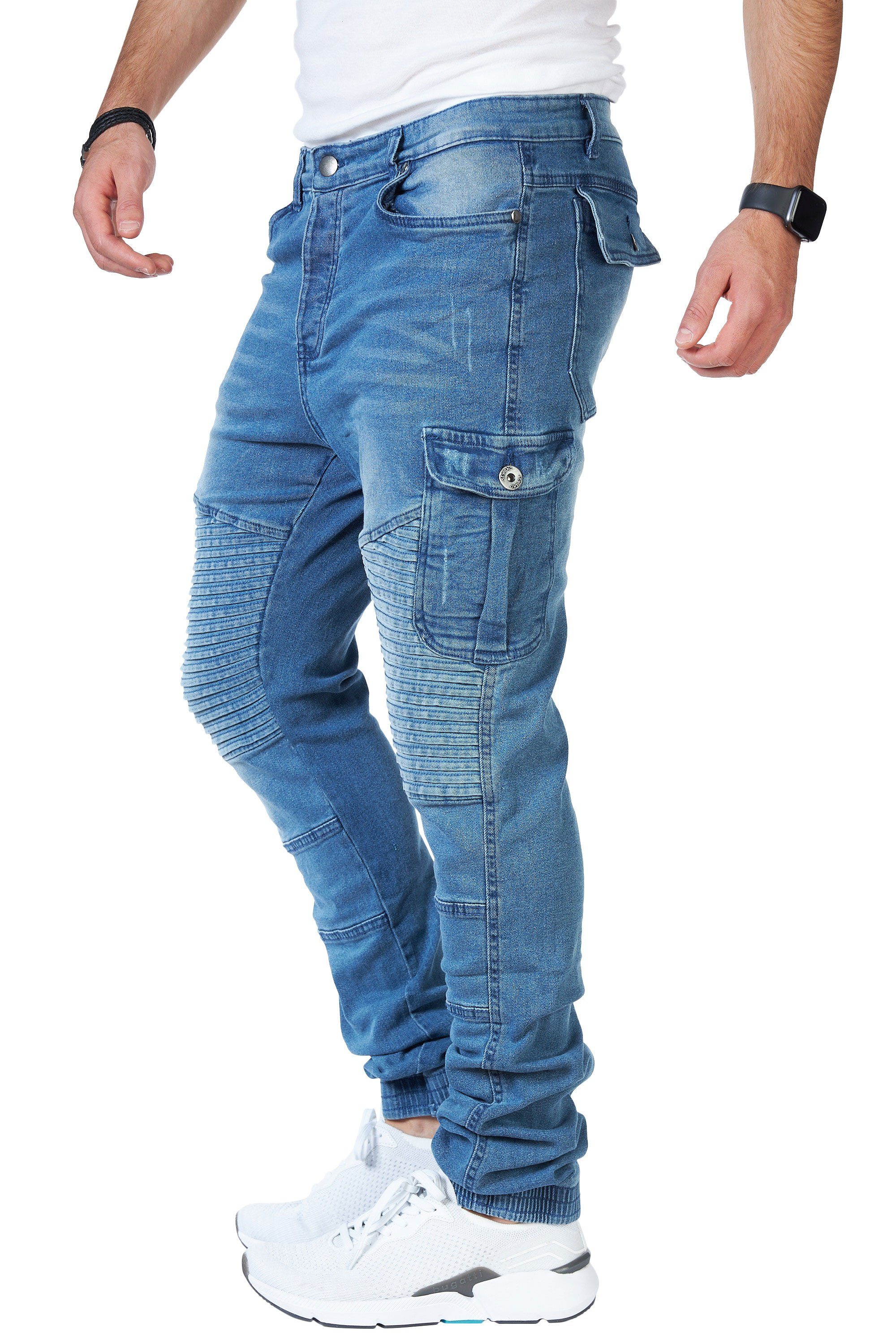 Styleko Cargohose 8014 Herren Cargohose Cargo Jeans Hose für Männer Jungen Regular Denim – Bild 2 von 5