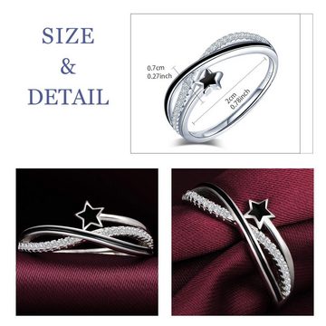 HYTIREBY Fingerring Damen-Ring Einstellbar Jahrestag Knoten Stern Zirkonia (1-tlg)