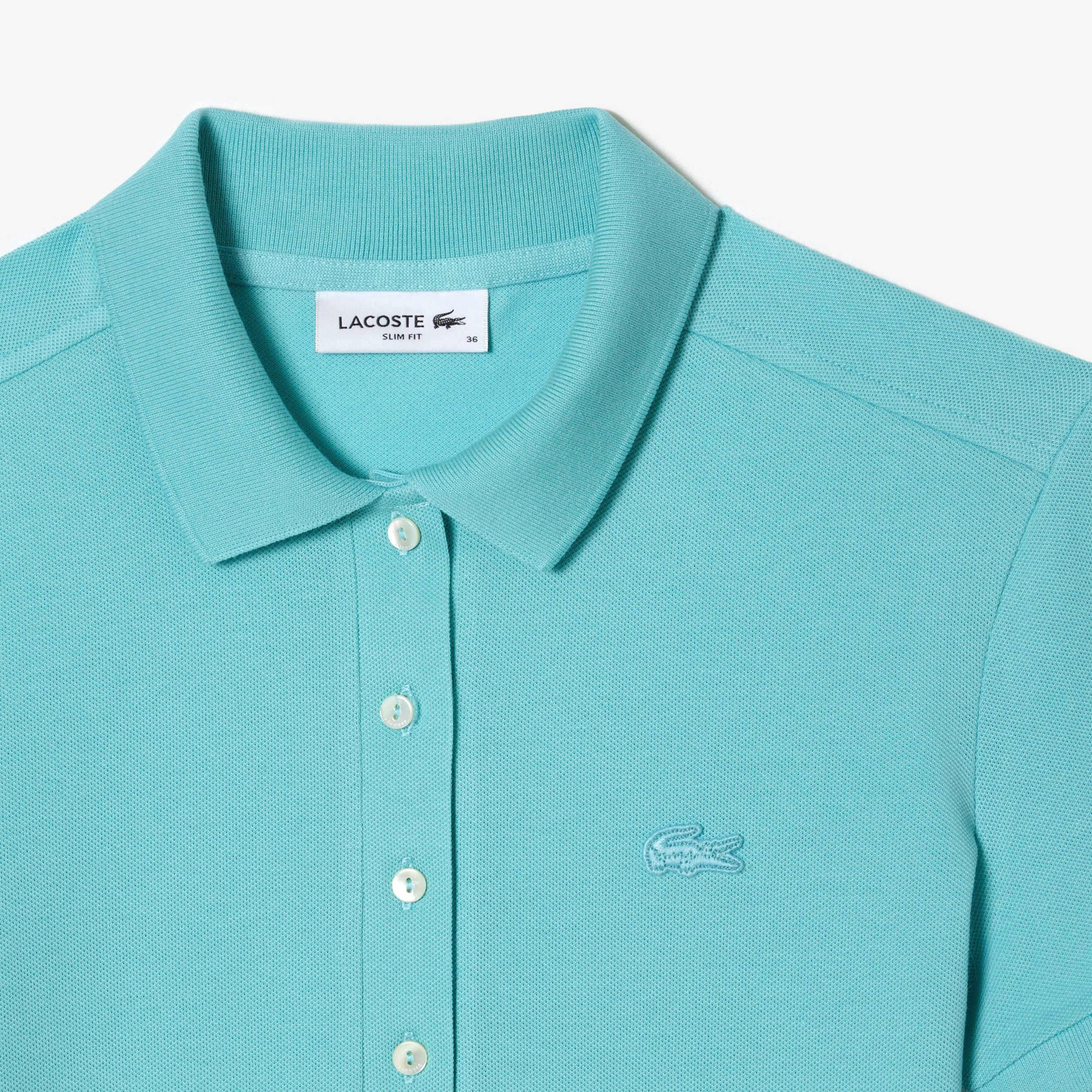 Lacoste Poloshirt Slim Fit Shirt mint Poloshirt Damen aus Stretch-Baumwoll-Piqué LACOSTE