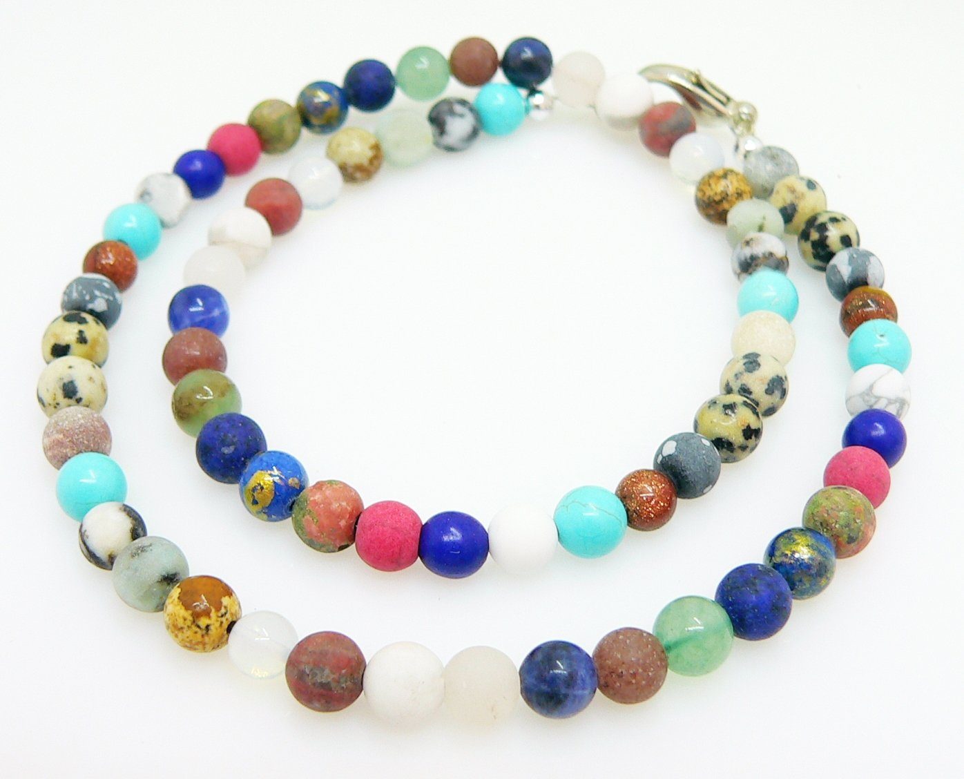 traumschmuck Kette ohne Anhänger 801b Halskette Collier Perlen Edelsteine bunt mehrfarbig multicolor (Geschenk, Muttertag, Weihnachten, Geburtstag, Valentinstag, incl. Schmuckbox), handgefertigt, Made in Germany