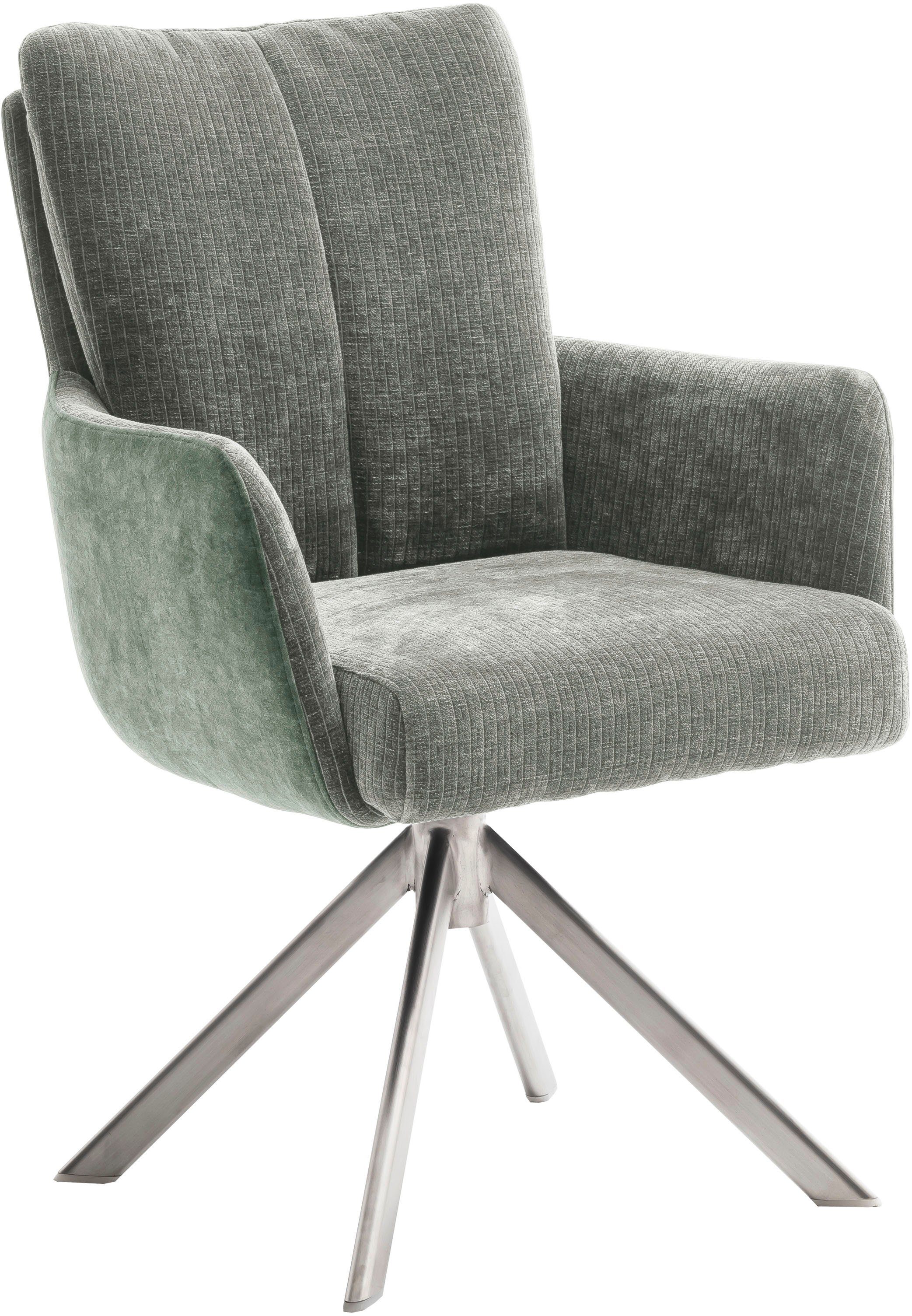 MCA furniture Esszimmerstuhl MALIA pastellgrün | Edelstahl gebürstet | pastelgrün