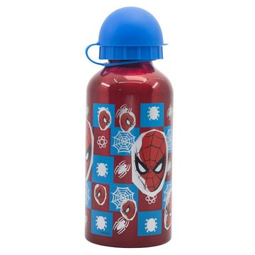 MARVEL Lunchbox Marvel Spiderman 4 tlg Kinder Set 3, (4-tlg), Kammern Brotdose Alu-Trinkflasche Besteck