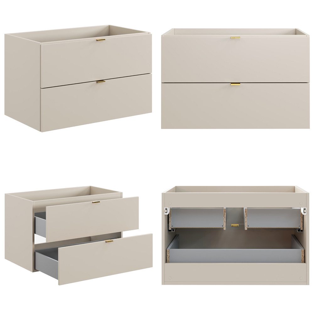 Lomadox Waschbeckenschrank DURANGO-56 100 cm breit in Kaschmir und Eiche mit Baumkantenoptik – Bild 4 von 5
