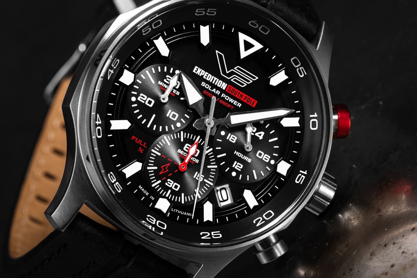 Vostok Europe Solaruhr Expedition South Pole Chronograph – Herrenuhr, 43 mm, Lederarmband 592A761-L
