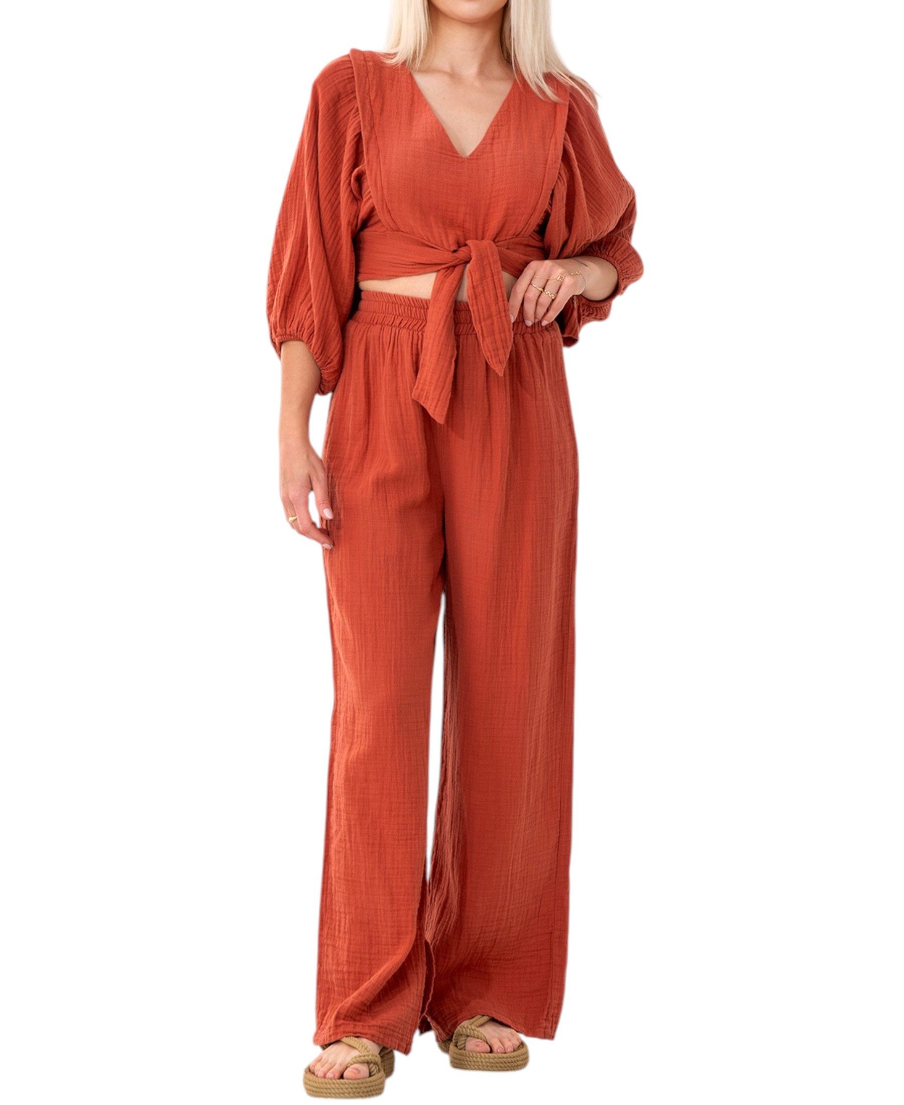 WENOR Crop-Top Set Damen Musselin-Zweiteiler mit günstig online kaufen